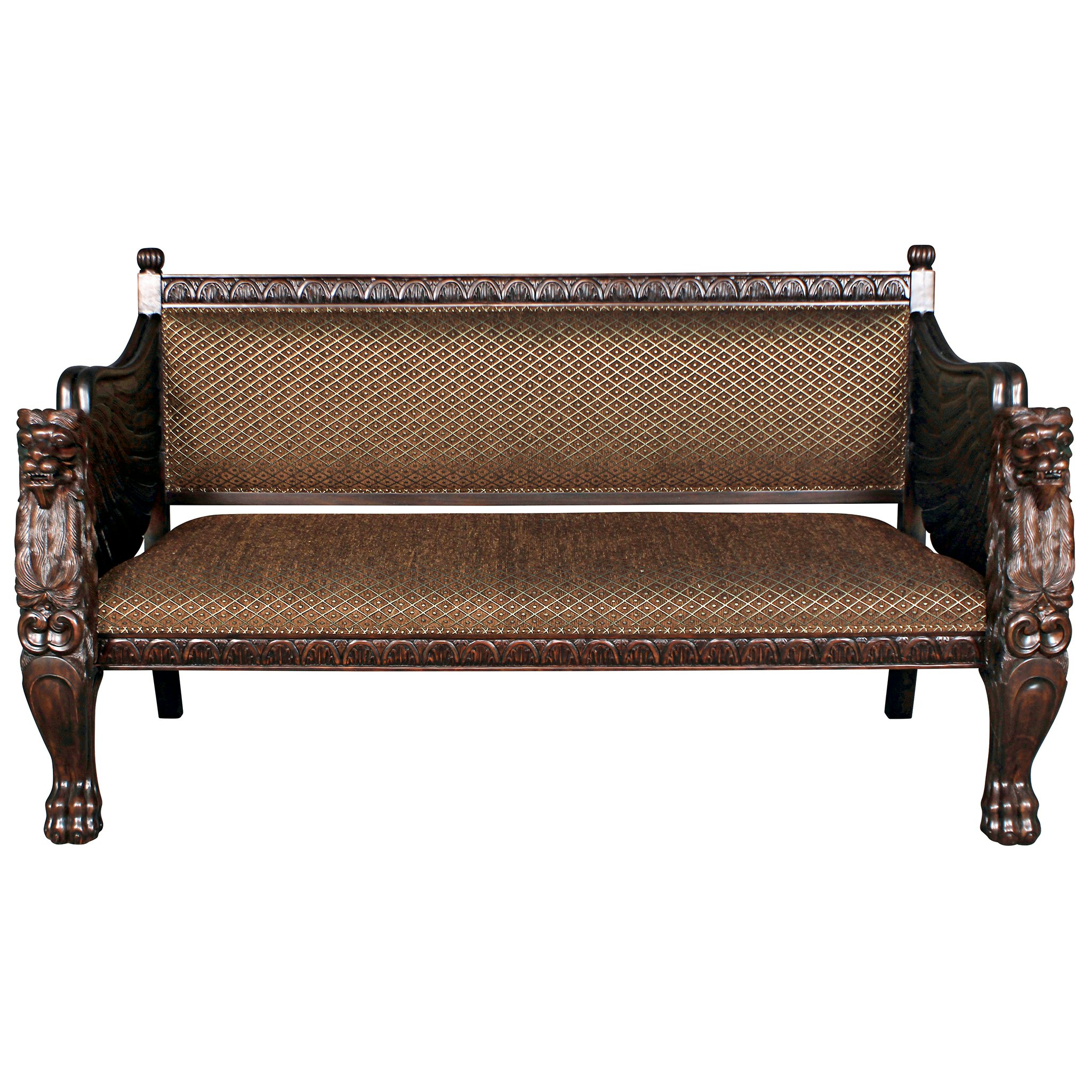 Toscano - Lord Raffles Winged Lion Settee Bench in Cherry, Mahogany