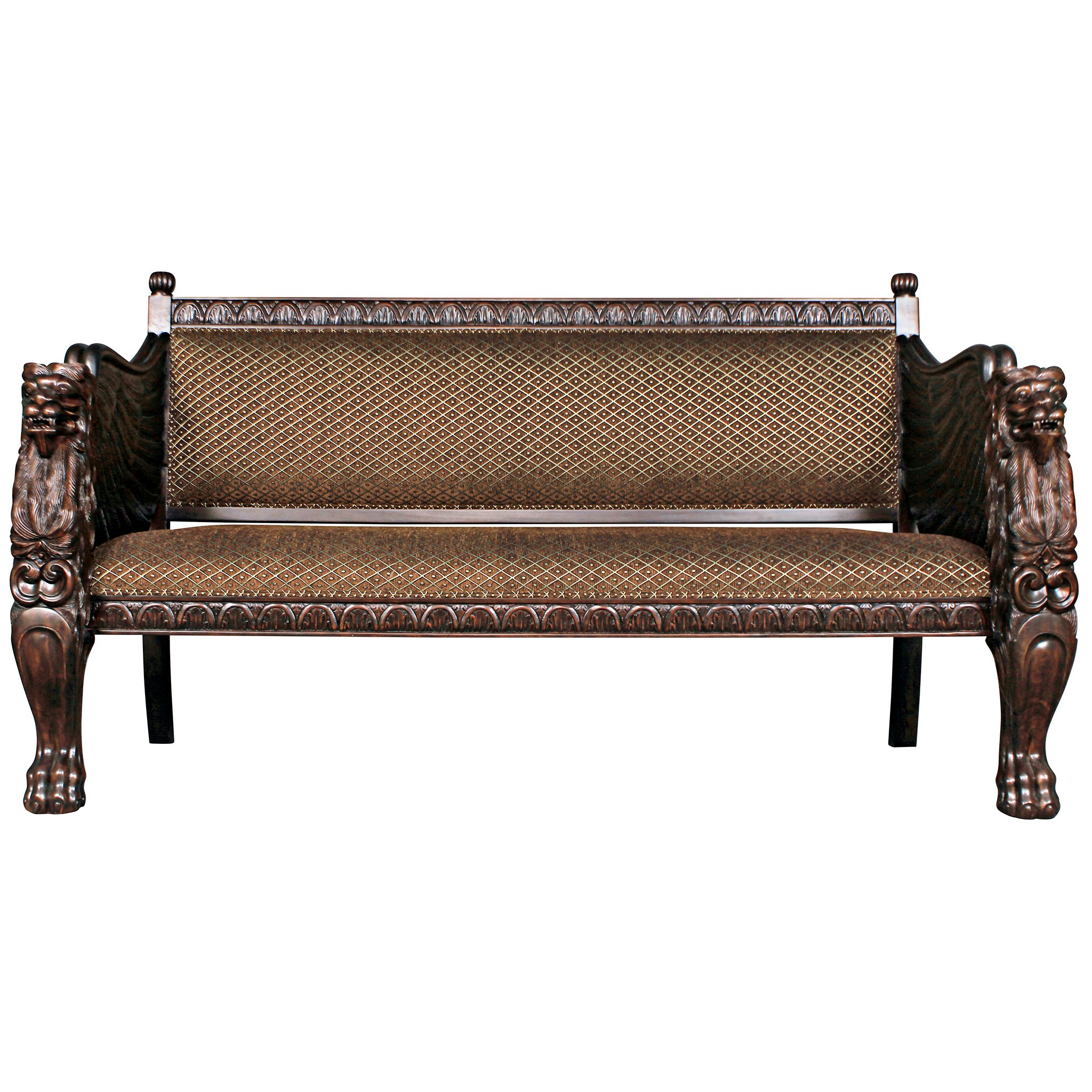 Toscano - Lord Raffles Winged Lion Settee Bench in Cherry, Mahogany