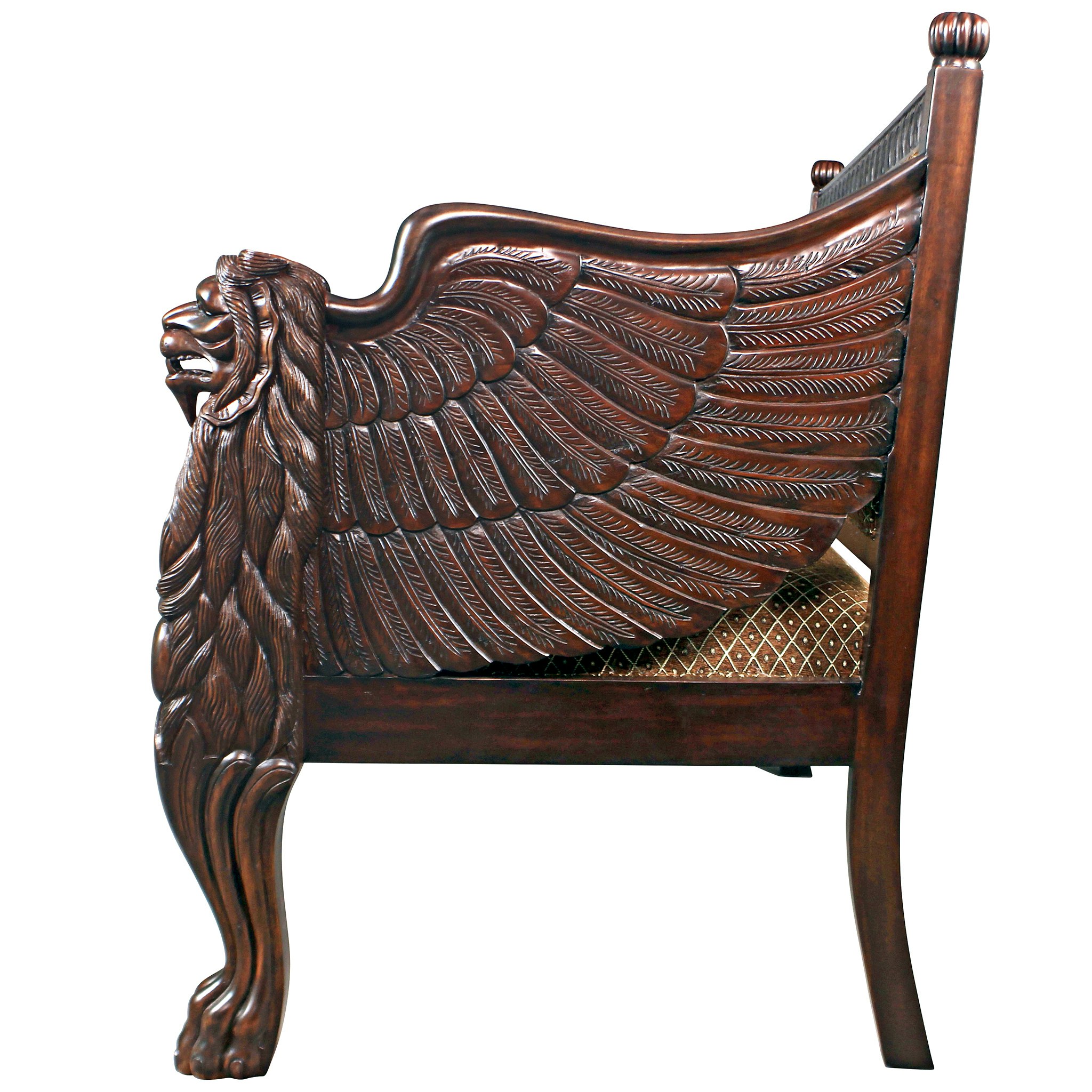 Toscano - Lord Raffles Winged Lion Settee Bench in Cherry, Mahogany