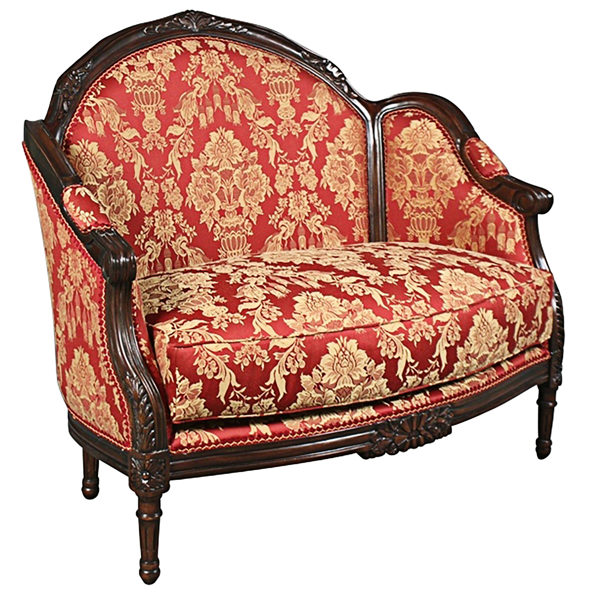 Toscano - Madame Antoinette Loveseat Sofa Couch in Red, Fabric