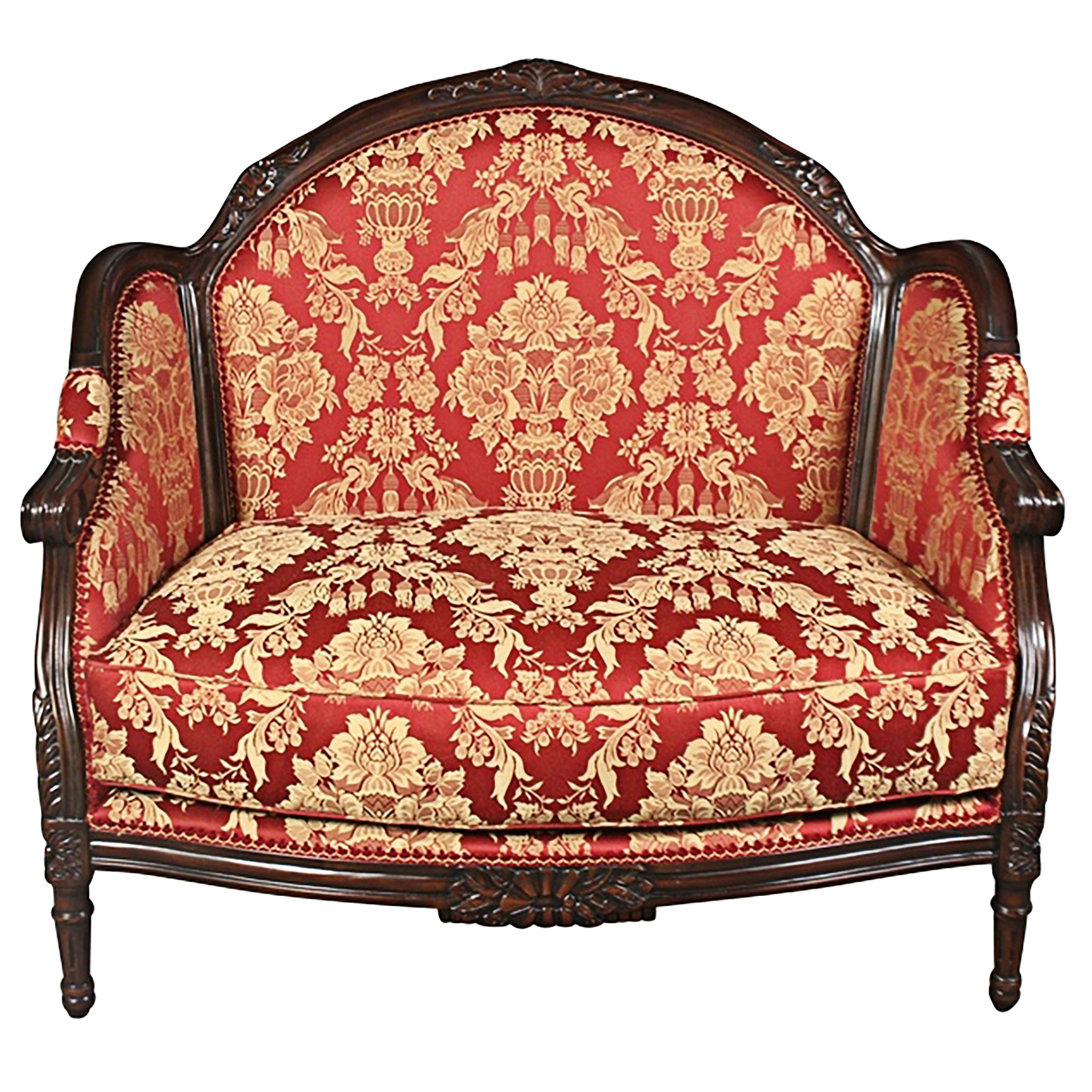 Toscano - Madame Antoinette Loveseat Sofa Couch in Red, Fabric