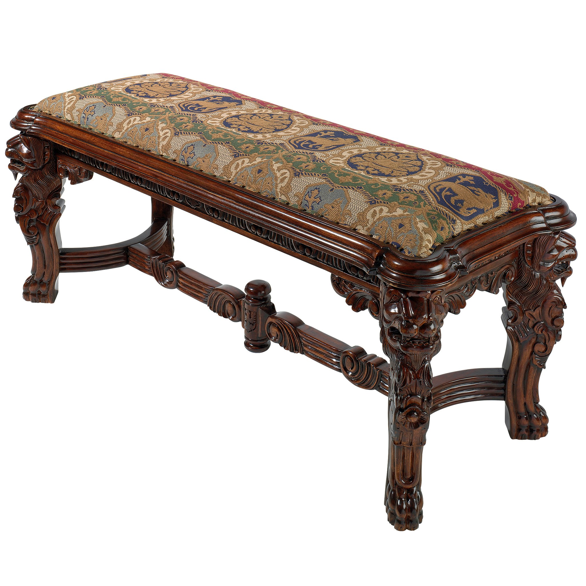 Toscano - Lord Raffles Grande Hall Lion Leg Bench in Cherry, Mahogany