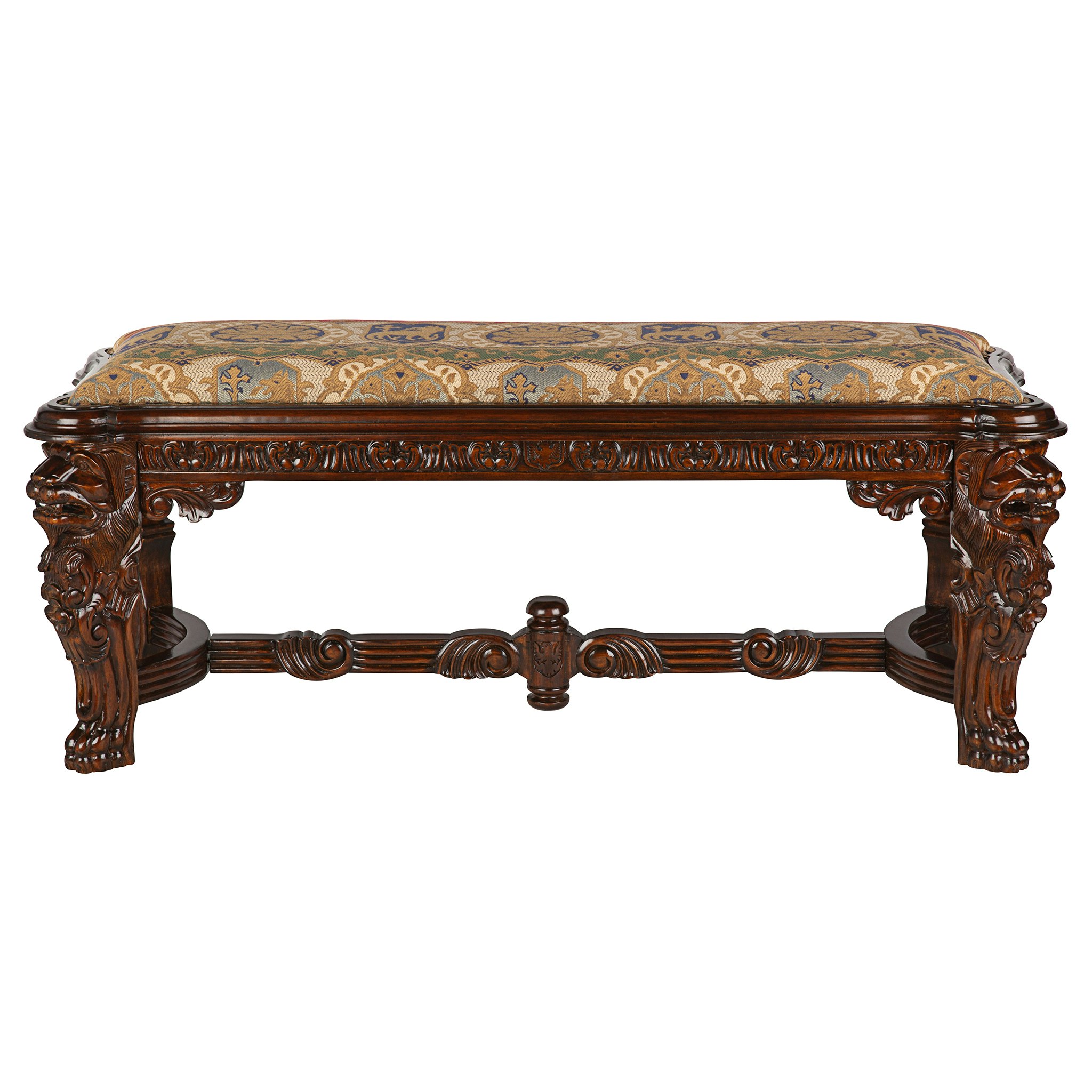 Toscano - Lord Raffles Grande Hall Lion Leg Bench in Cherry, Mahogany