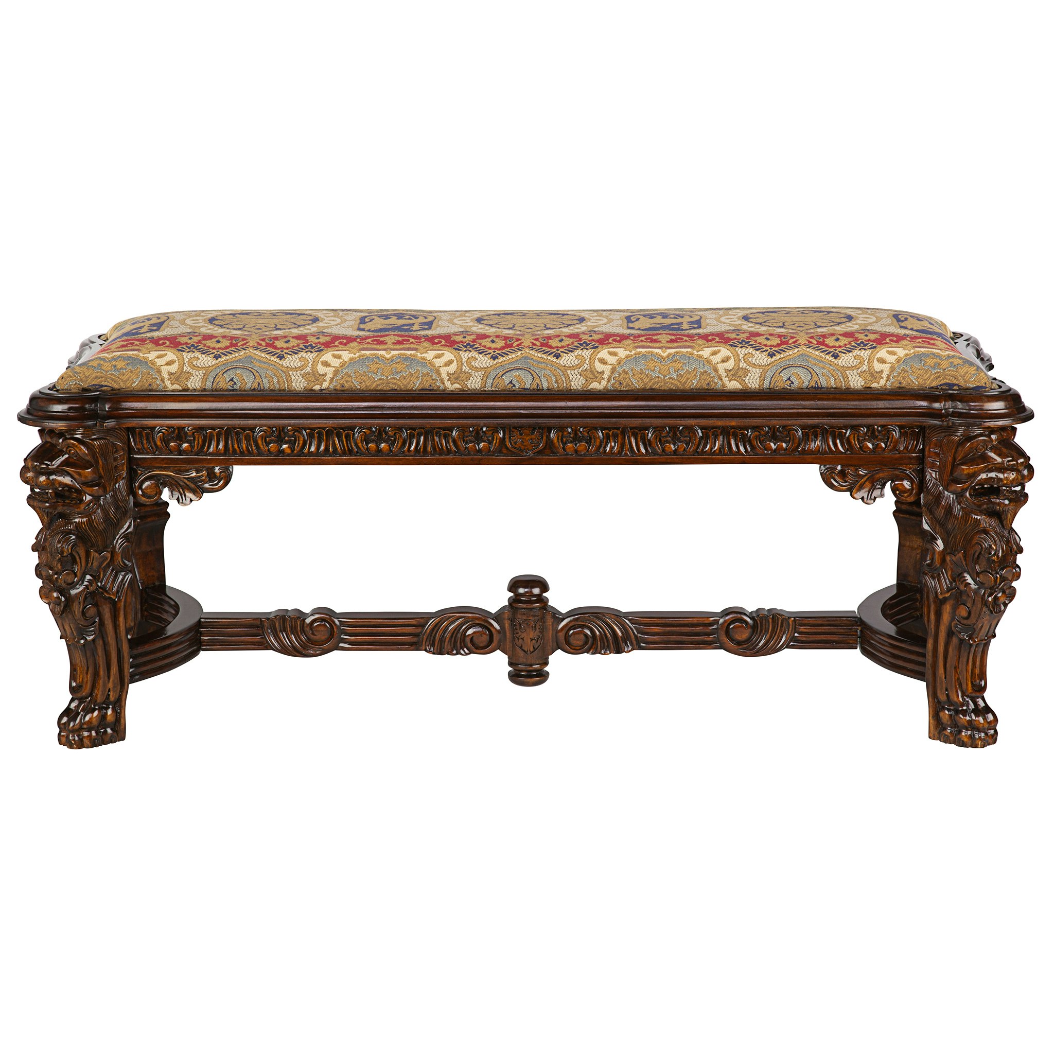 Toscano - Lord Raffles Grande Hall Lion Leg Bench in Cherry, Mahogany