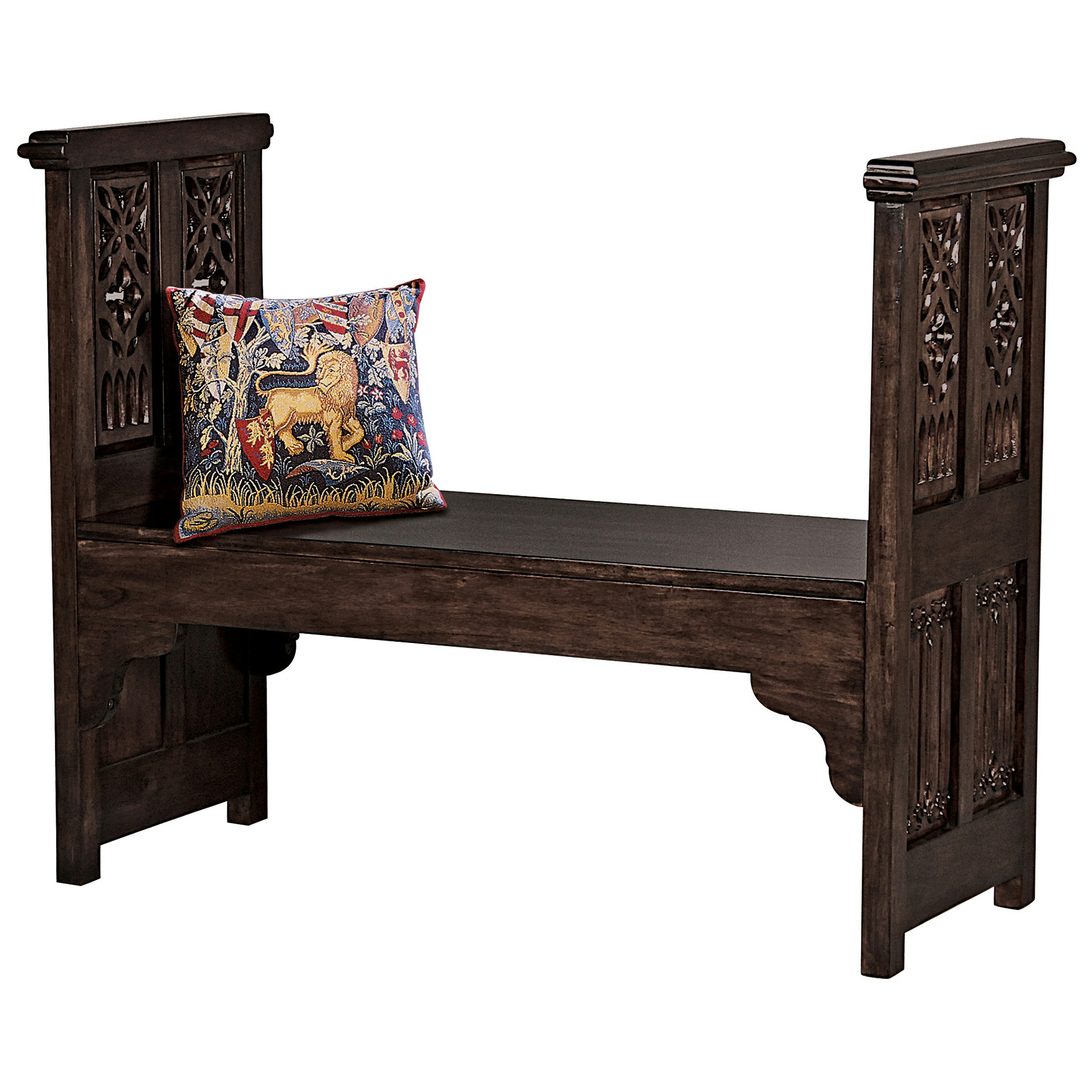 Toscano - Canterbury Abbey Gothic Bench in Walnut, Mahogany