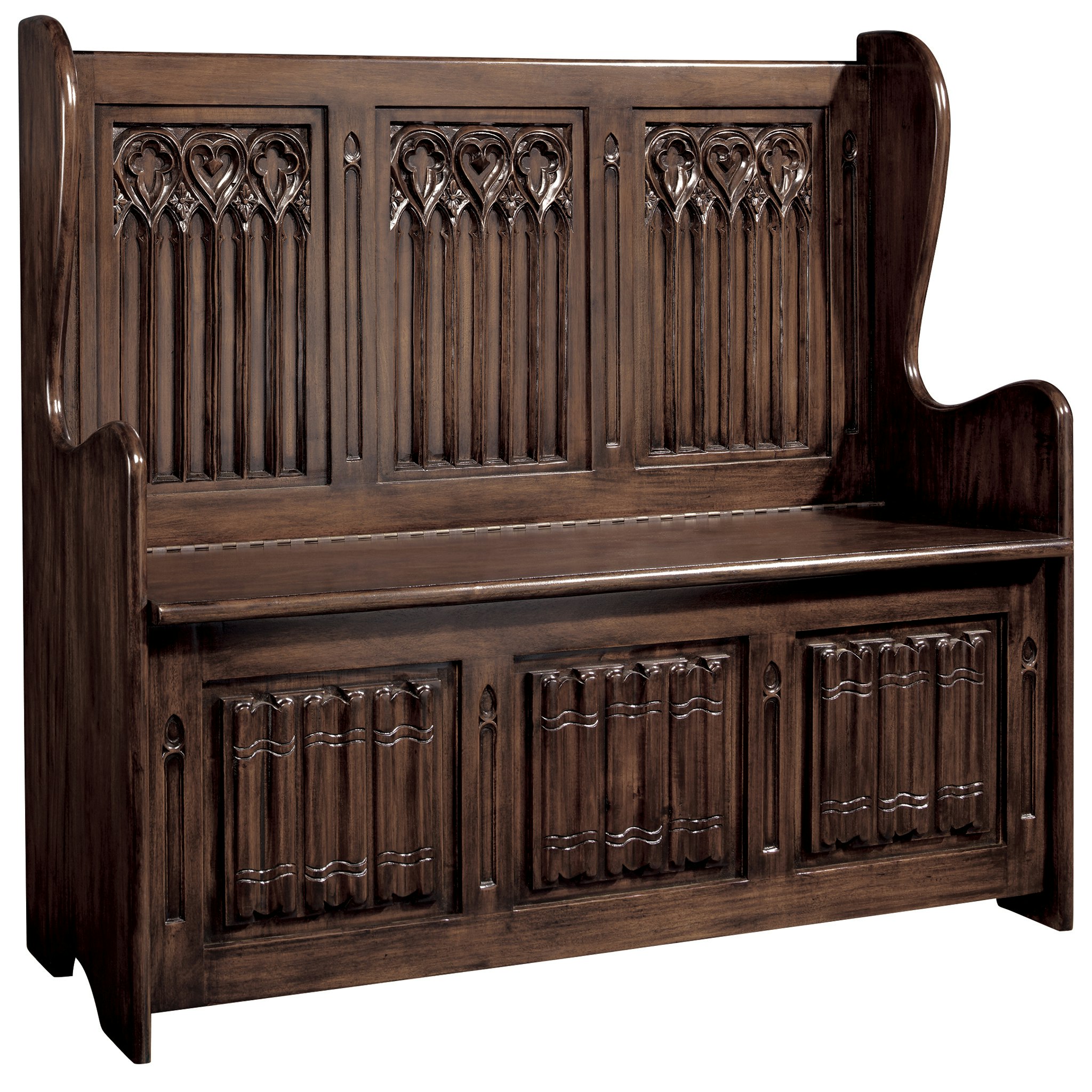 Toscano - Kylemore Abbey Gothic Bench in Walnut, Mahogany