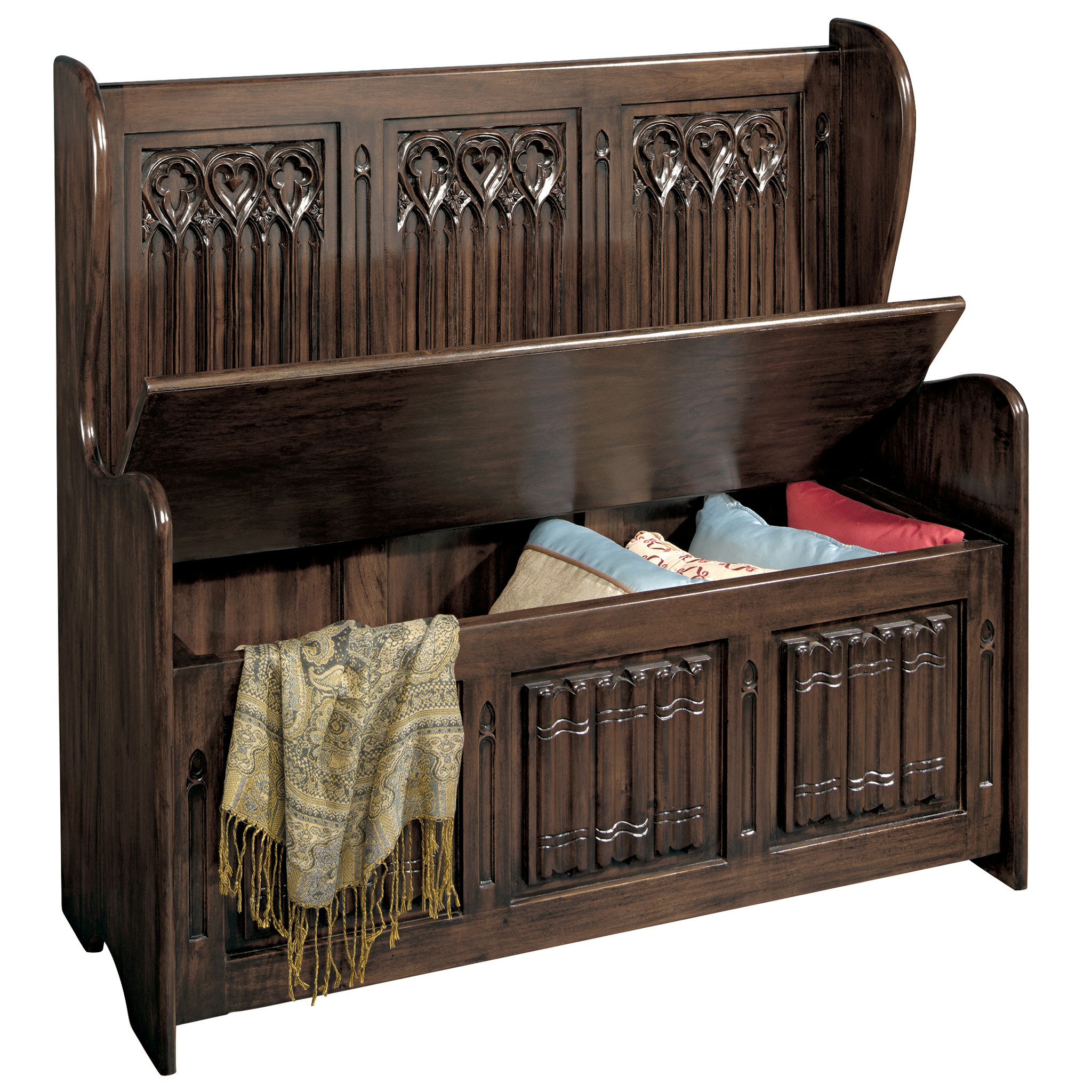 Toscano - Kylemore Abbey Gothic Bench in Walnut, Mahogany