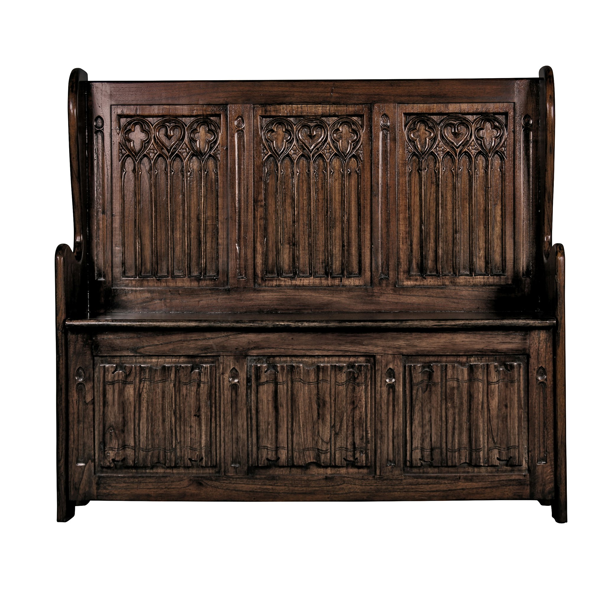 Toscano - Kylemore Abbey Gothic Bench in Walnut, Mahogany