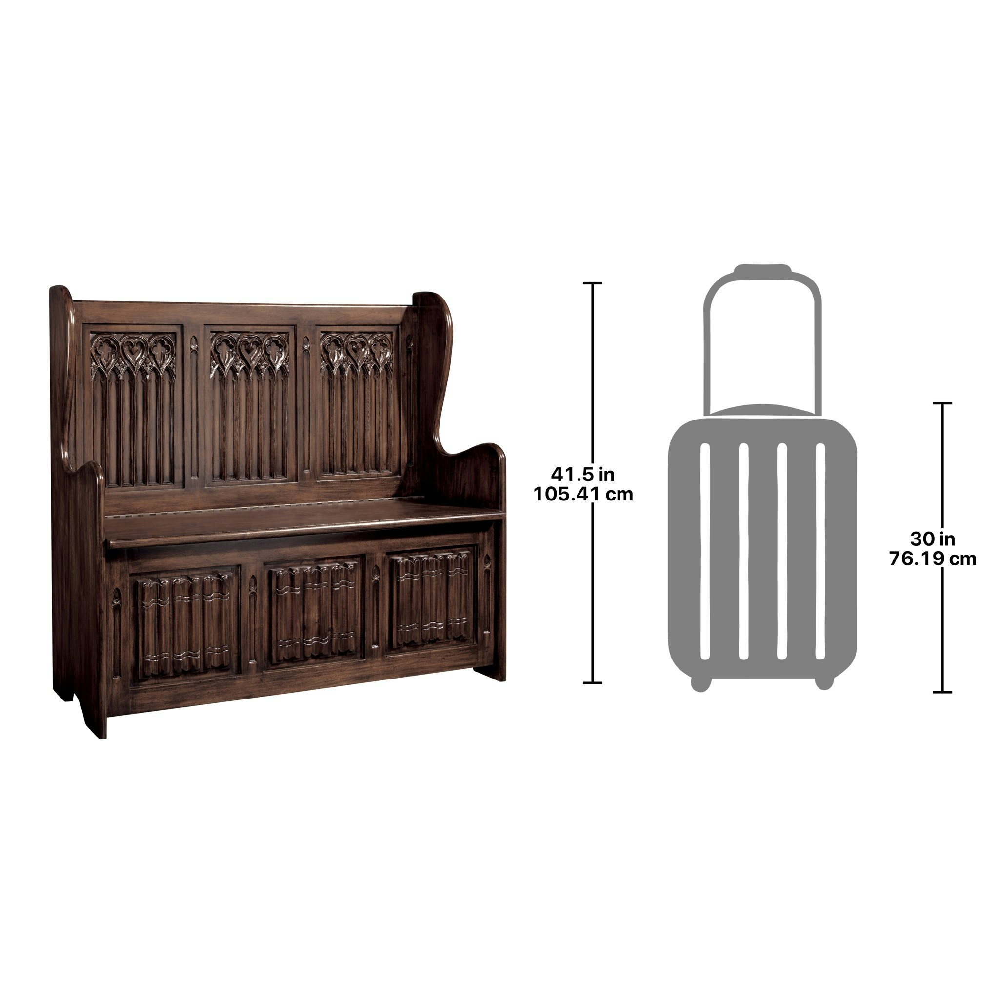 Toscano - Kylemore Abbey Gothic Bench in Walnut, Mahogany