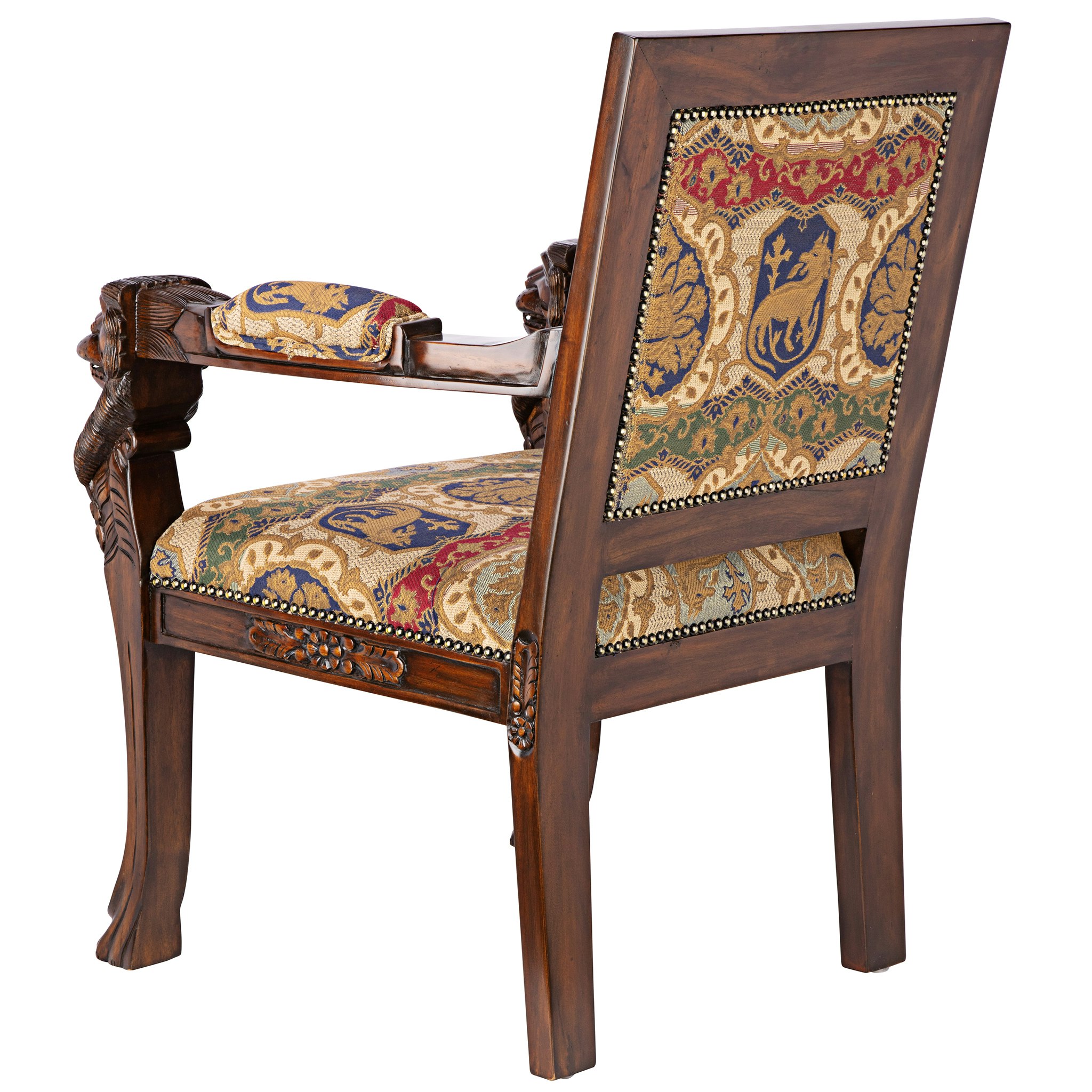 Toscano™ Beardsley Lion Armchair - Brown, Mahogany/Fabric