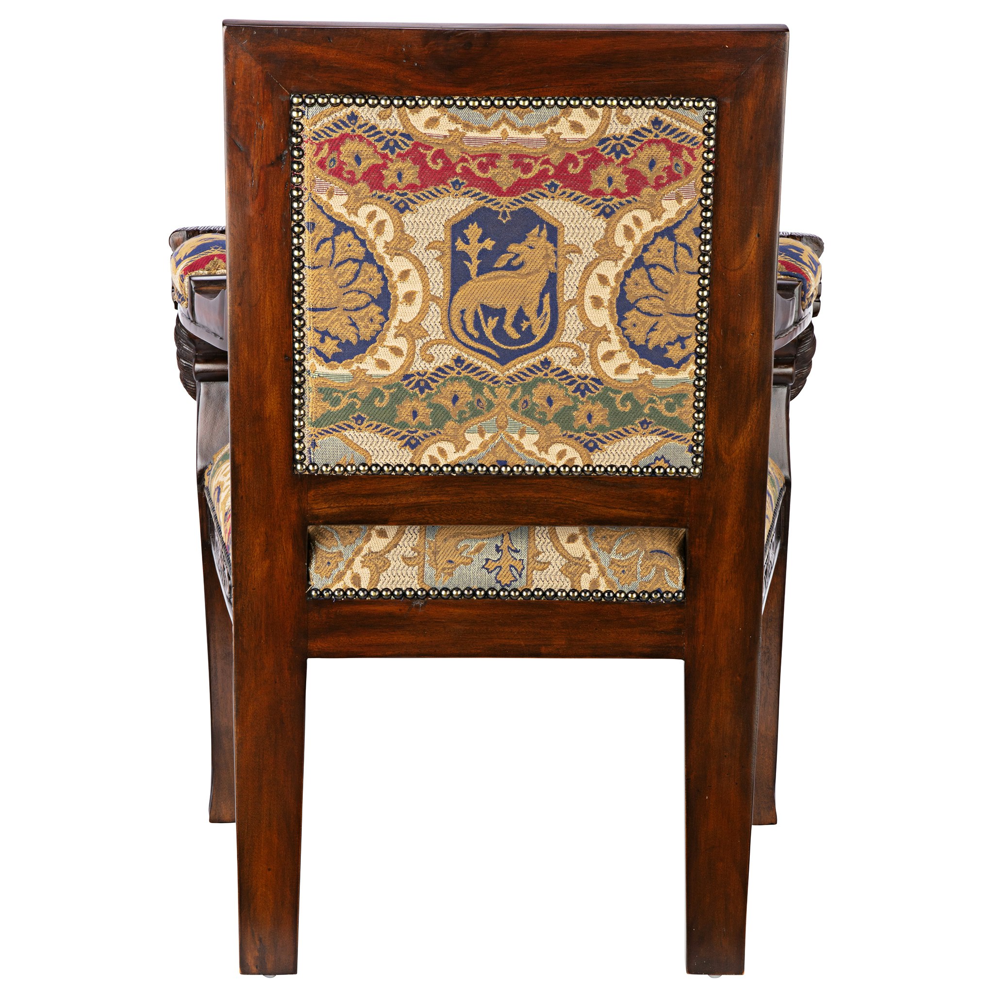 Toscano™ Beardsley Lion Armchair - Brown, Mahogany/Fabric