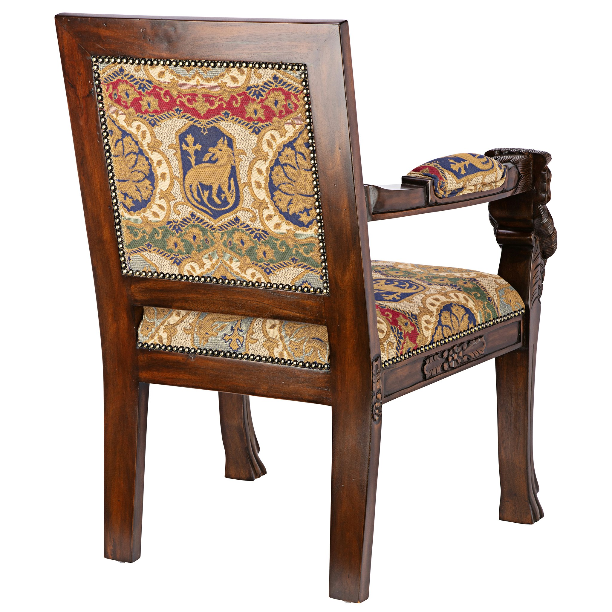 Toscano™ Beardsley Lion Armchair - Brown, Mahogany/Fabric