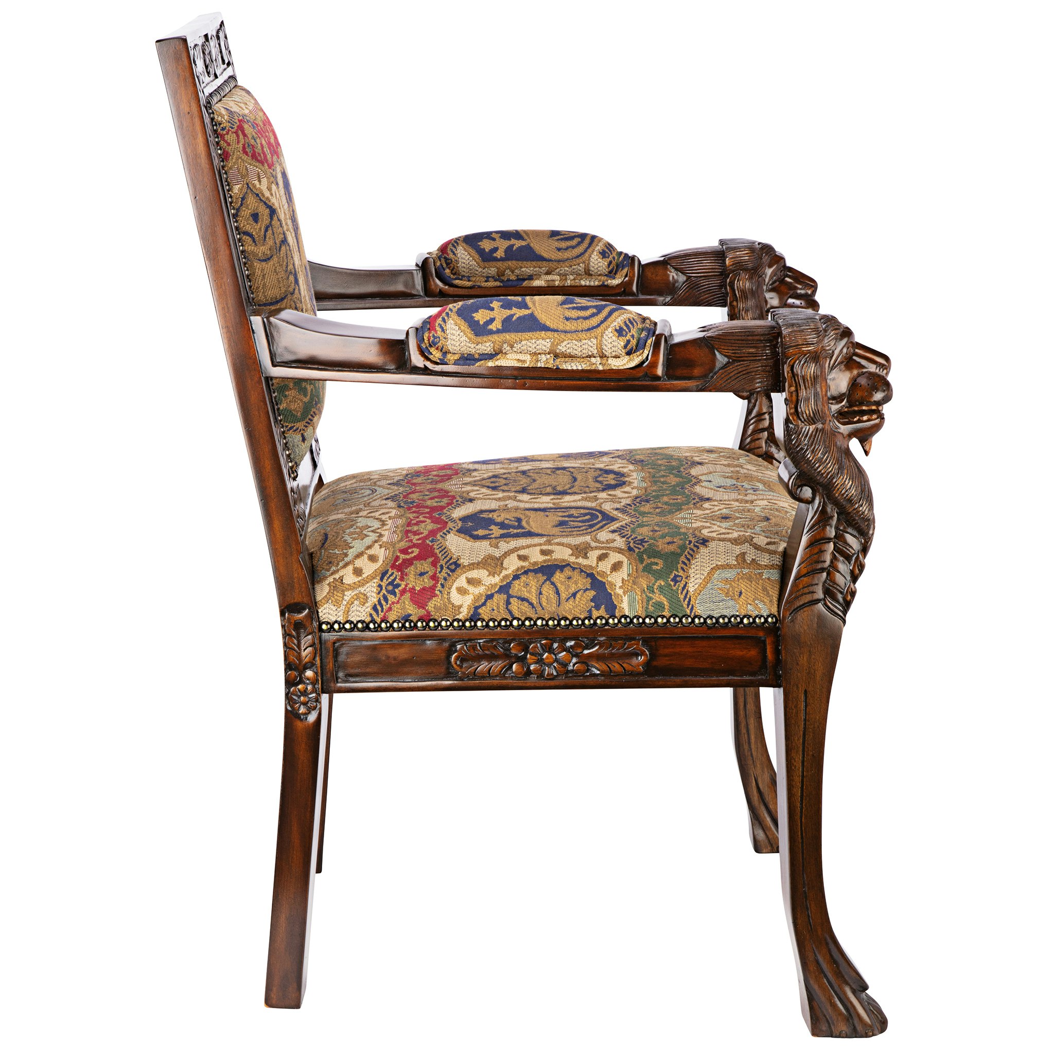 Toscano™ Beardsley Lion Armchair - Brown, Mahogany/Fabric