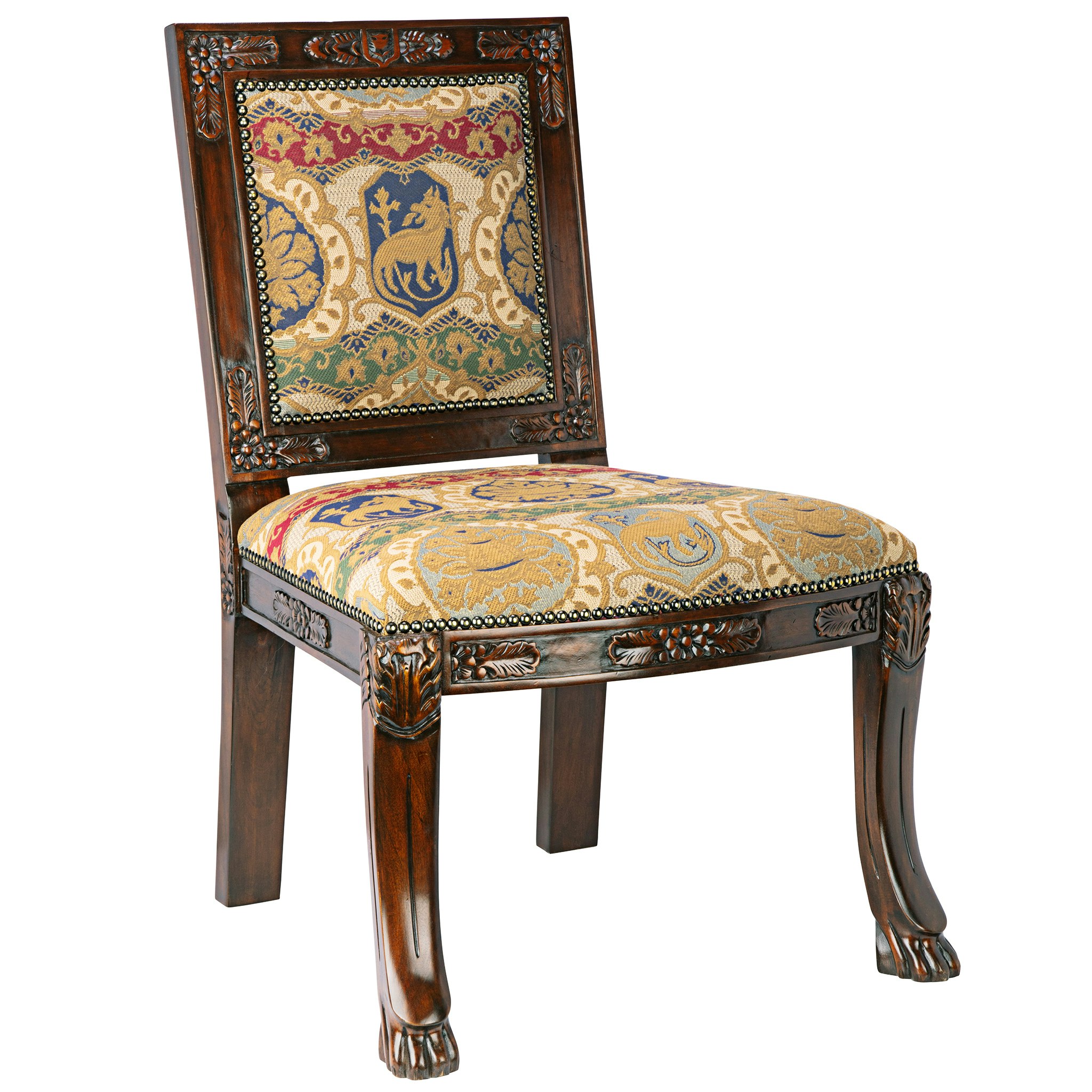 Toscano - Beardsley Heraldic Lion Side Chair in Mahogany