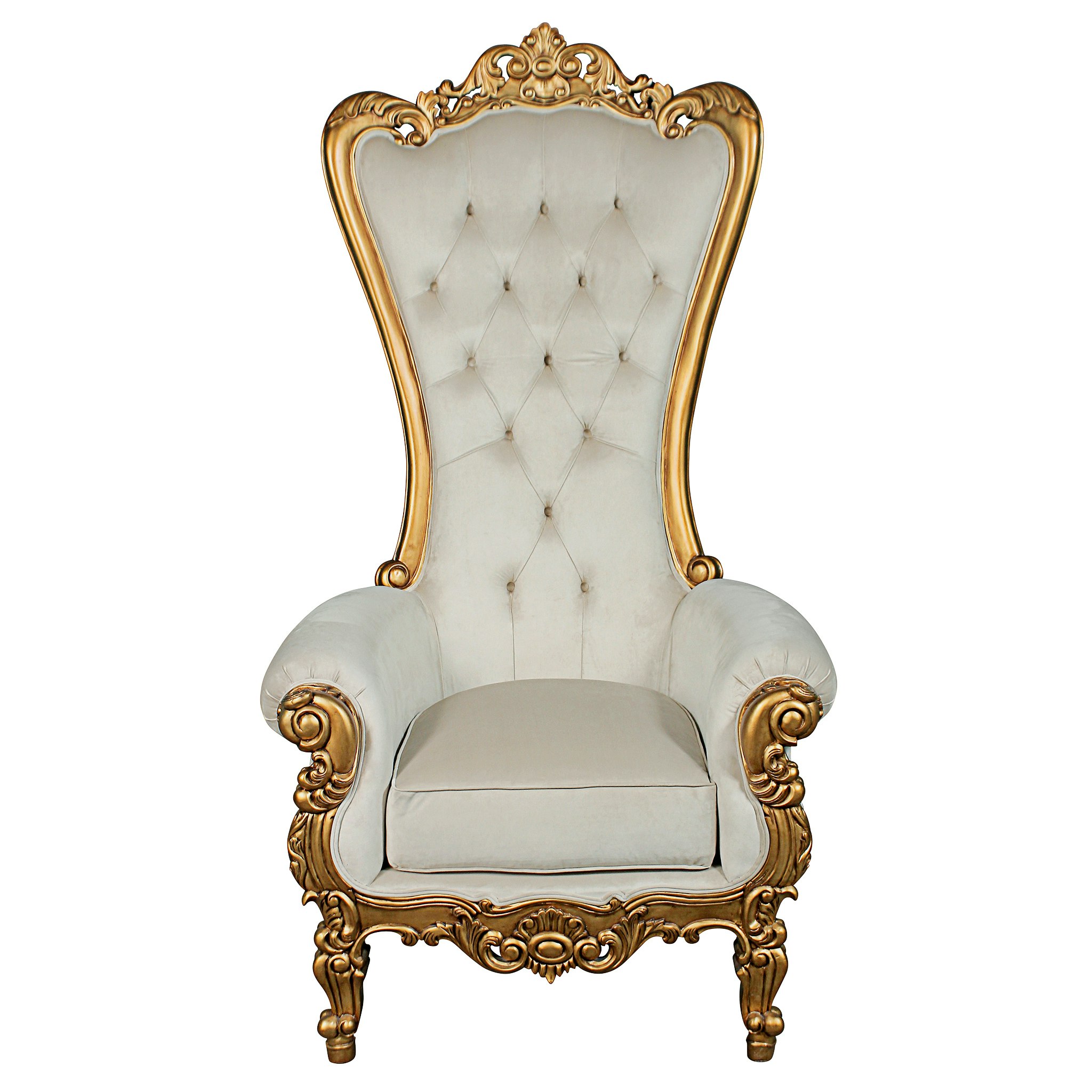 Toscano - Contessa Stylish Baroque Throne Chair in Ivory, Velvet