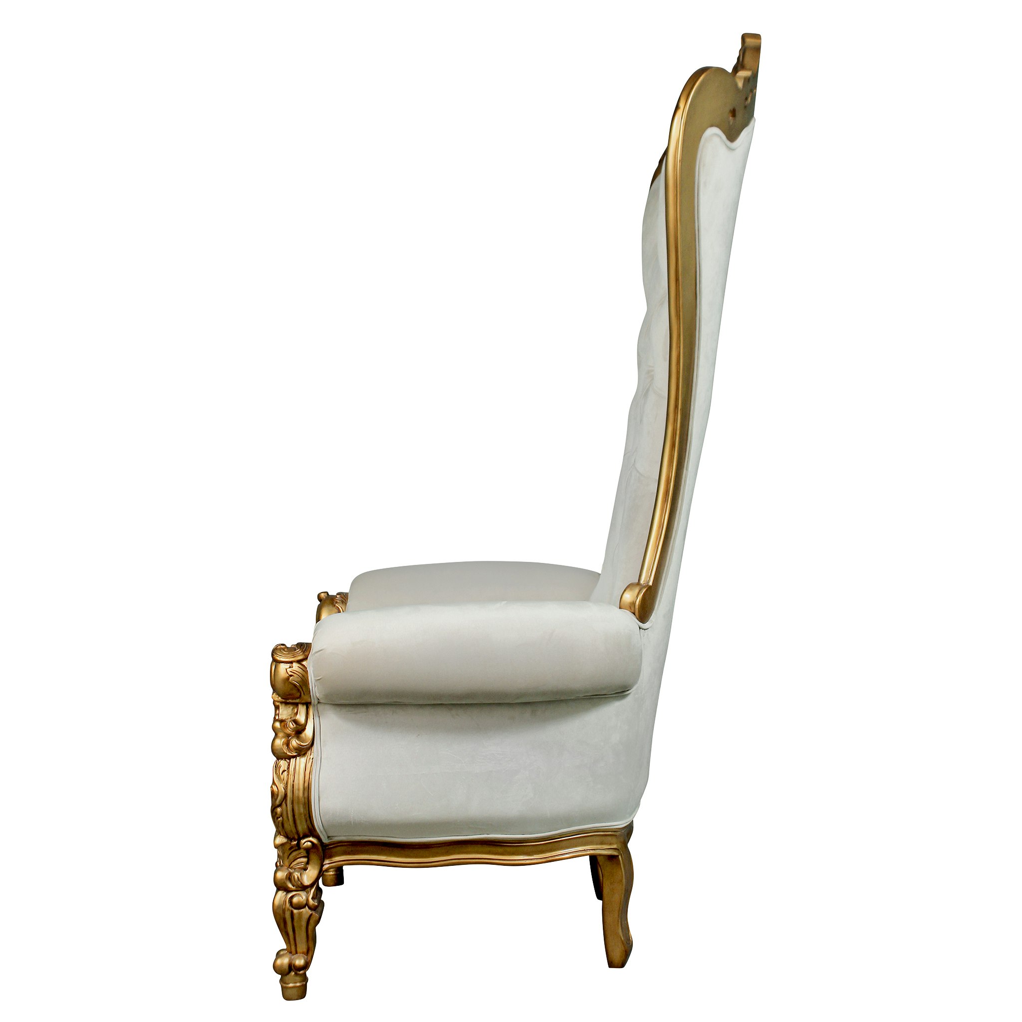 Toscano - Contessa Stylish Baroque Throne Chair in Ivory, Velvet