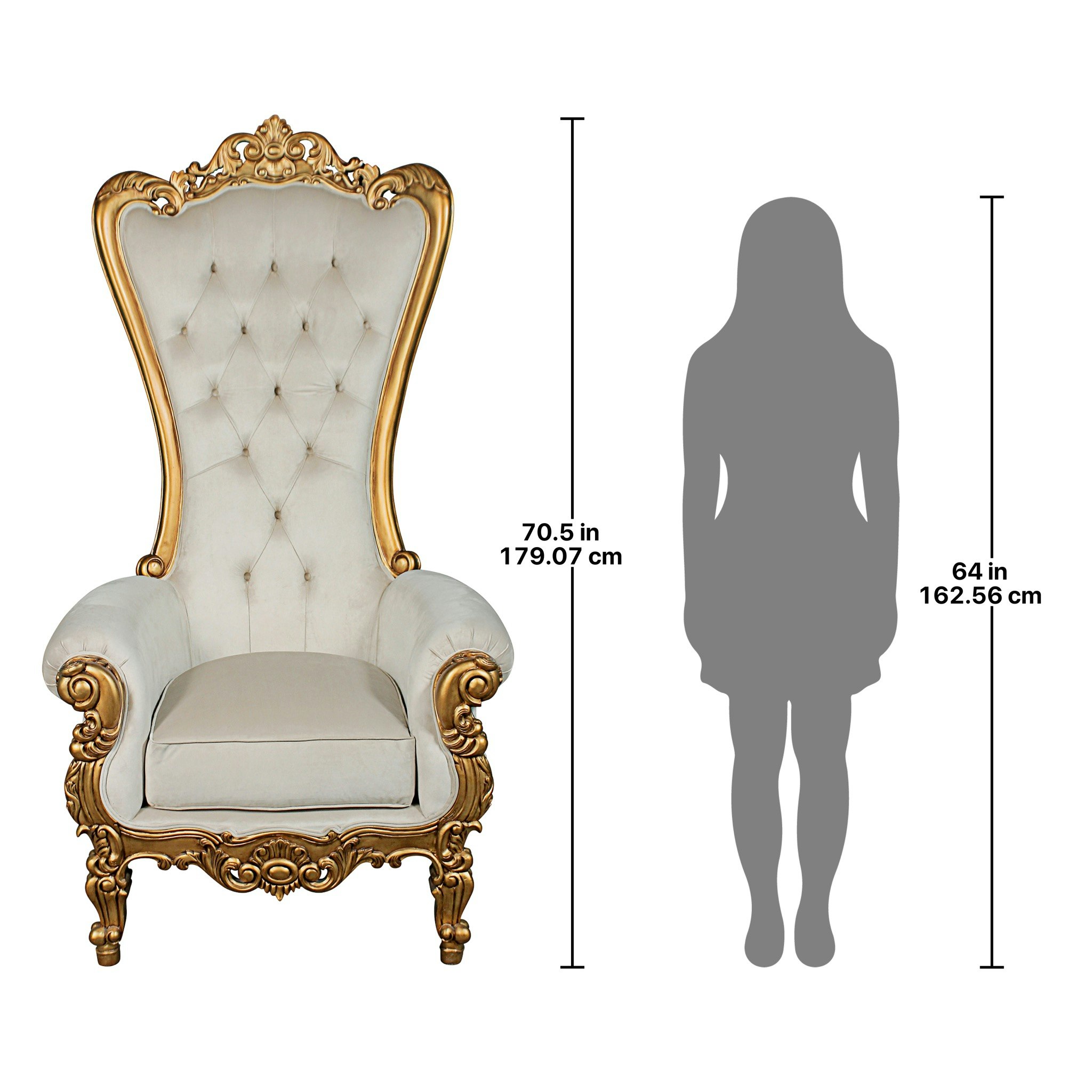 Toscano - Contessa Stylish Baroque Throne Chair in Ivory, Velvet