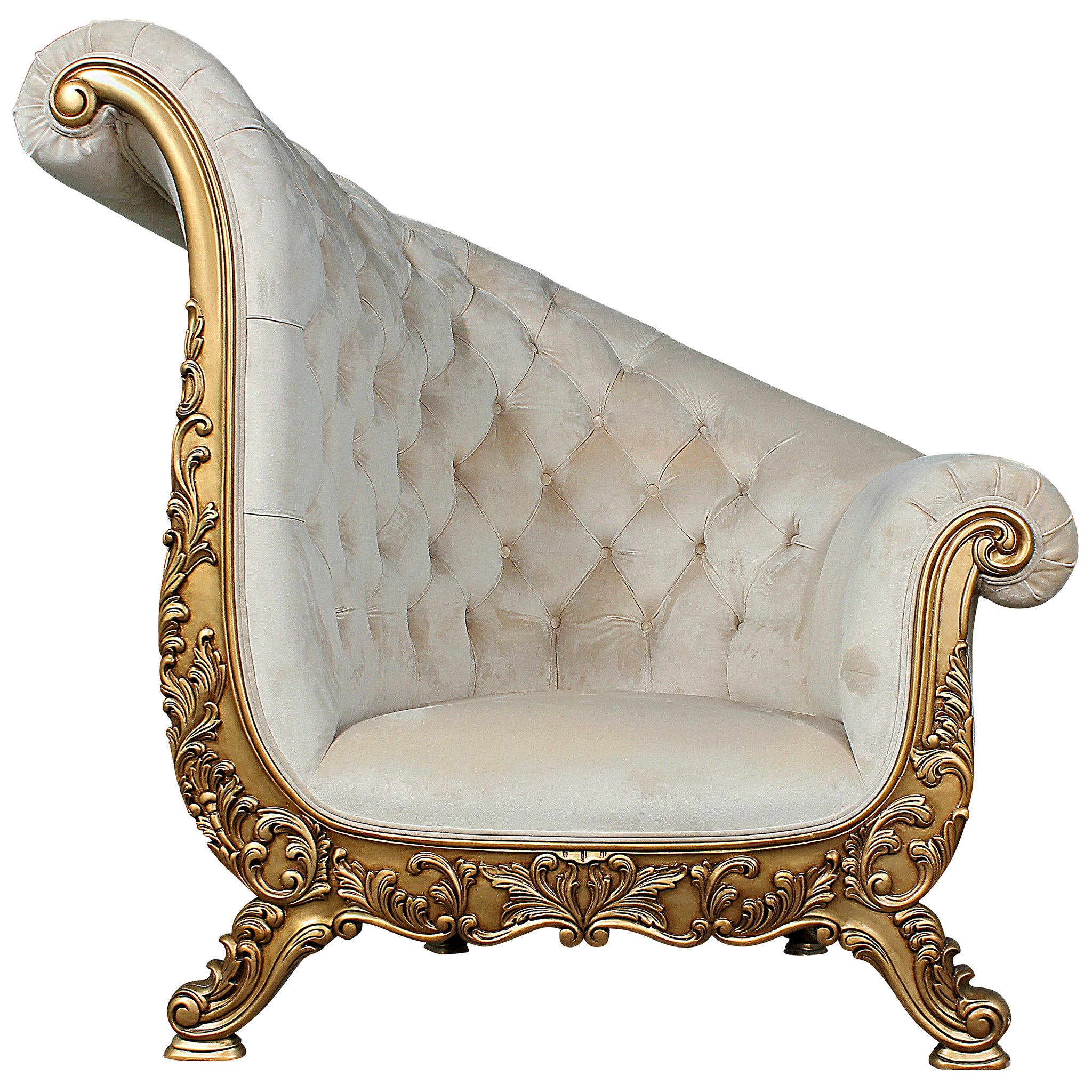 Toscano - Lombard Art Deco Winged Sofa Chair in Ivory, Velvet