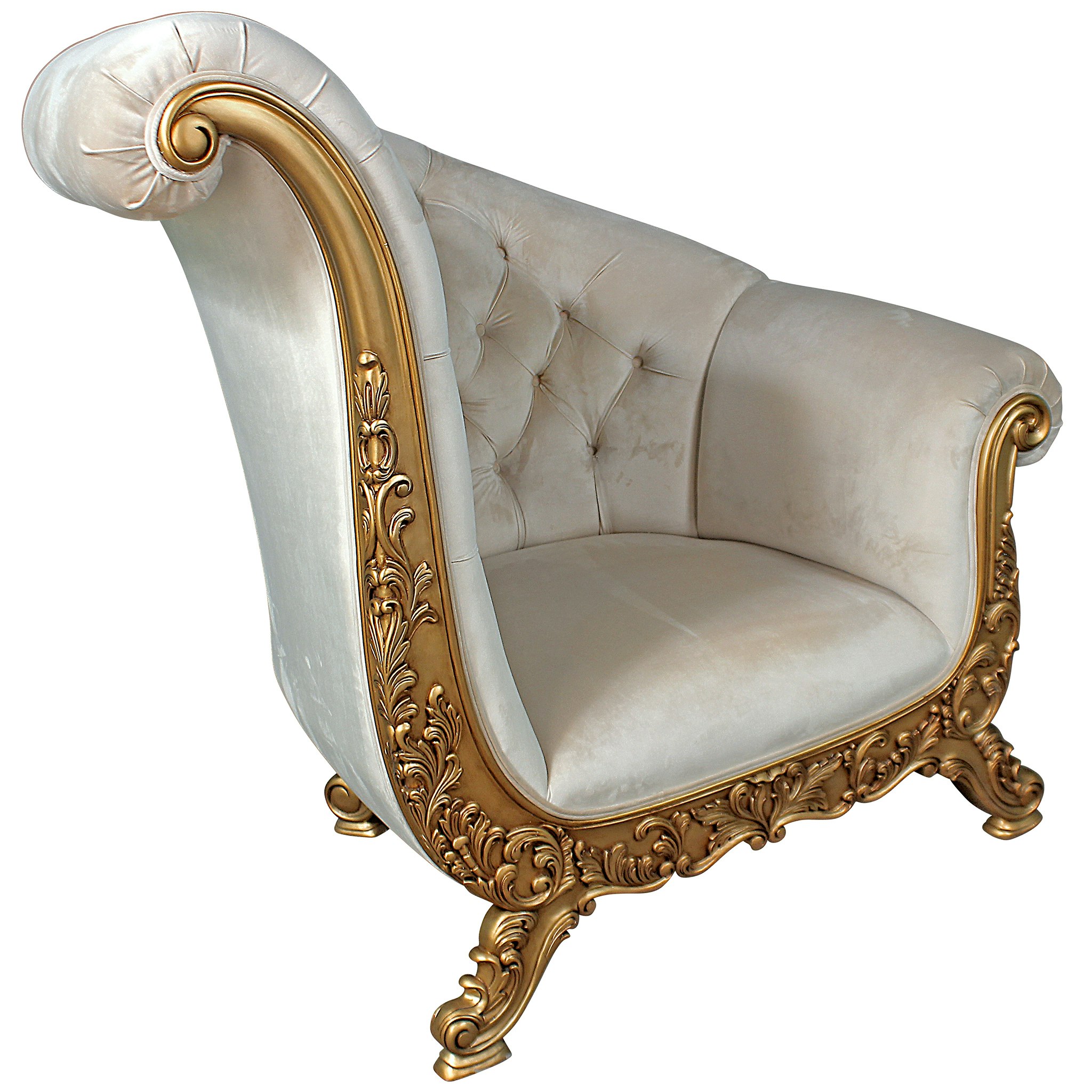 Toscano - Lombard Art Deco Winged Sofa Chair in Ivory, Velvet