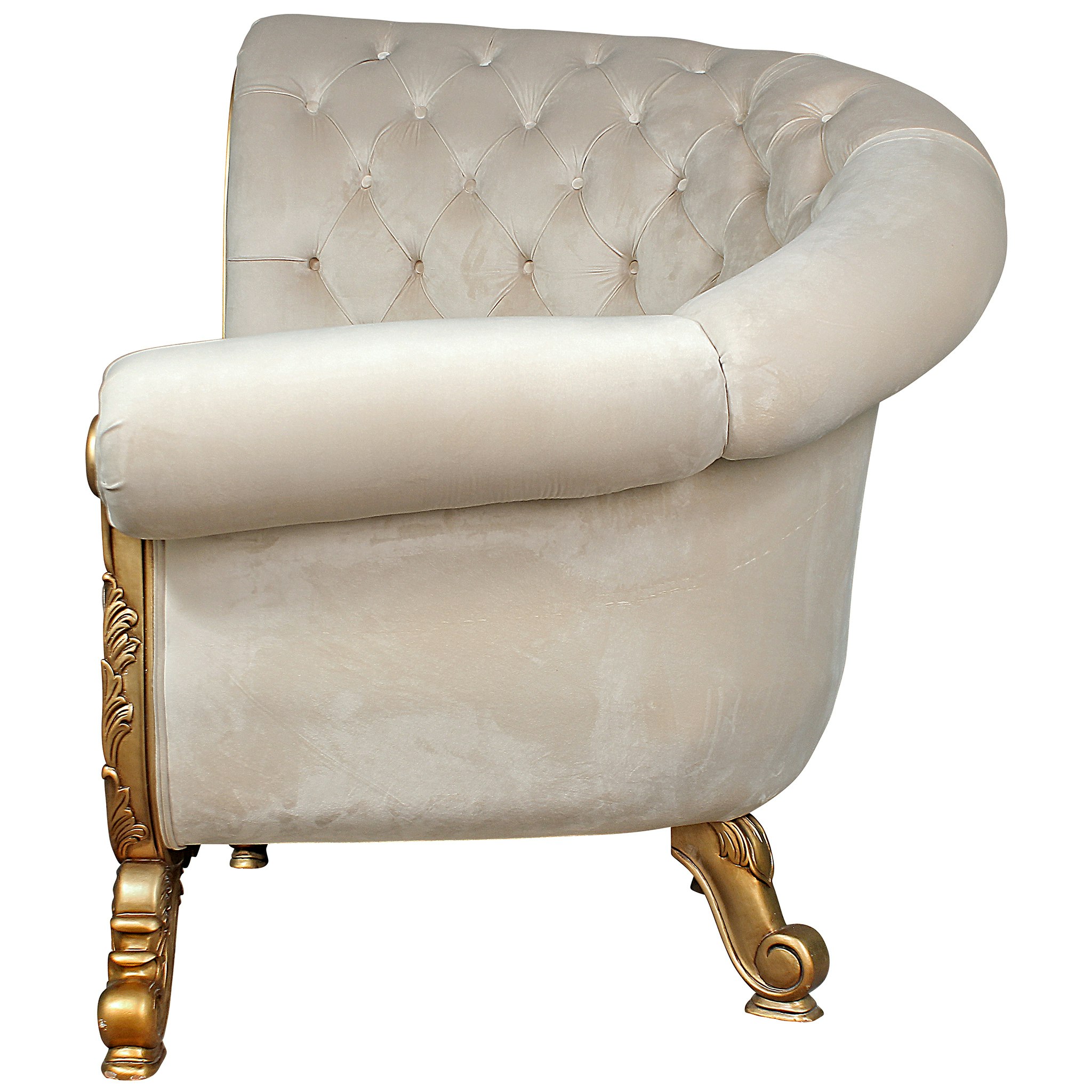 Toscano - Lombard Art Deco Winged Sofa Chair in Ivory, Velvet