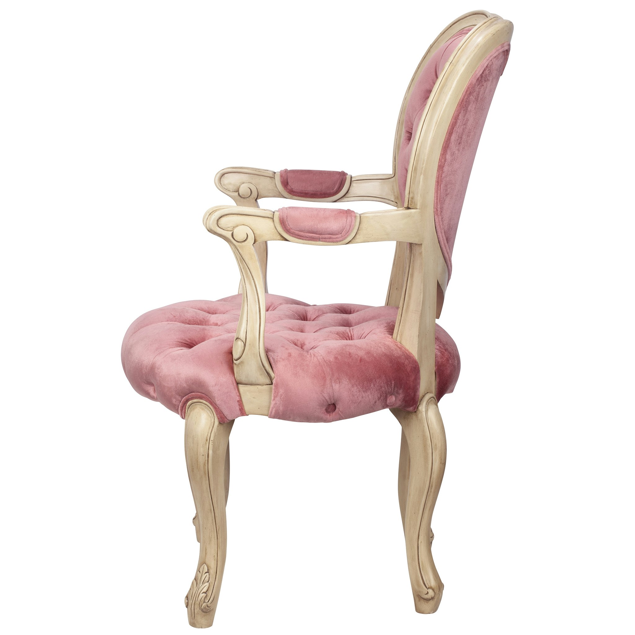 Toscano Sweetheart Victorian-Style Armchair - Cream/Pink, Mahogany/Velvet