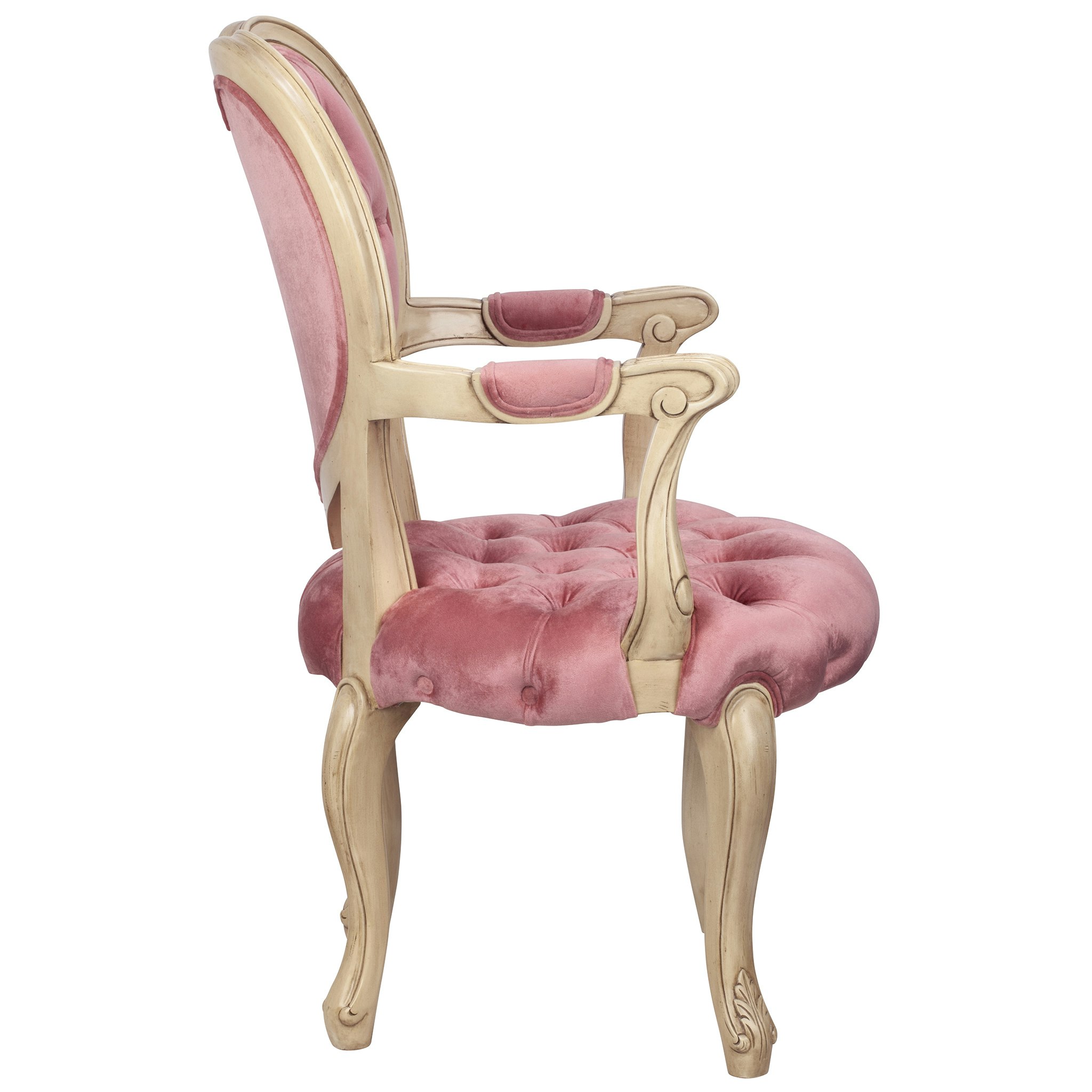 Toscano Sweetheart Victorian-Style Armchair - Cream/Pink, Mahogany/Velvet