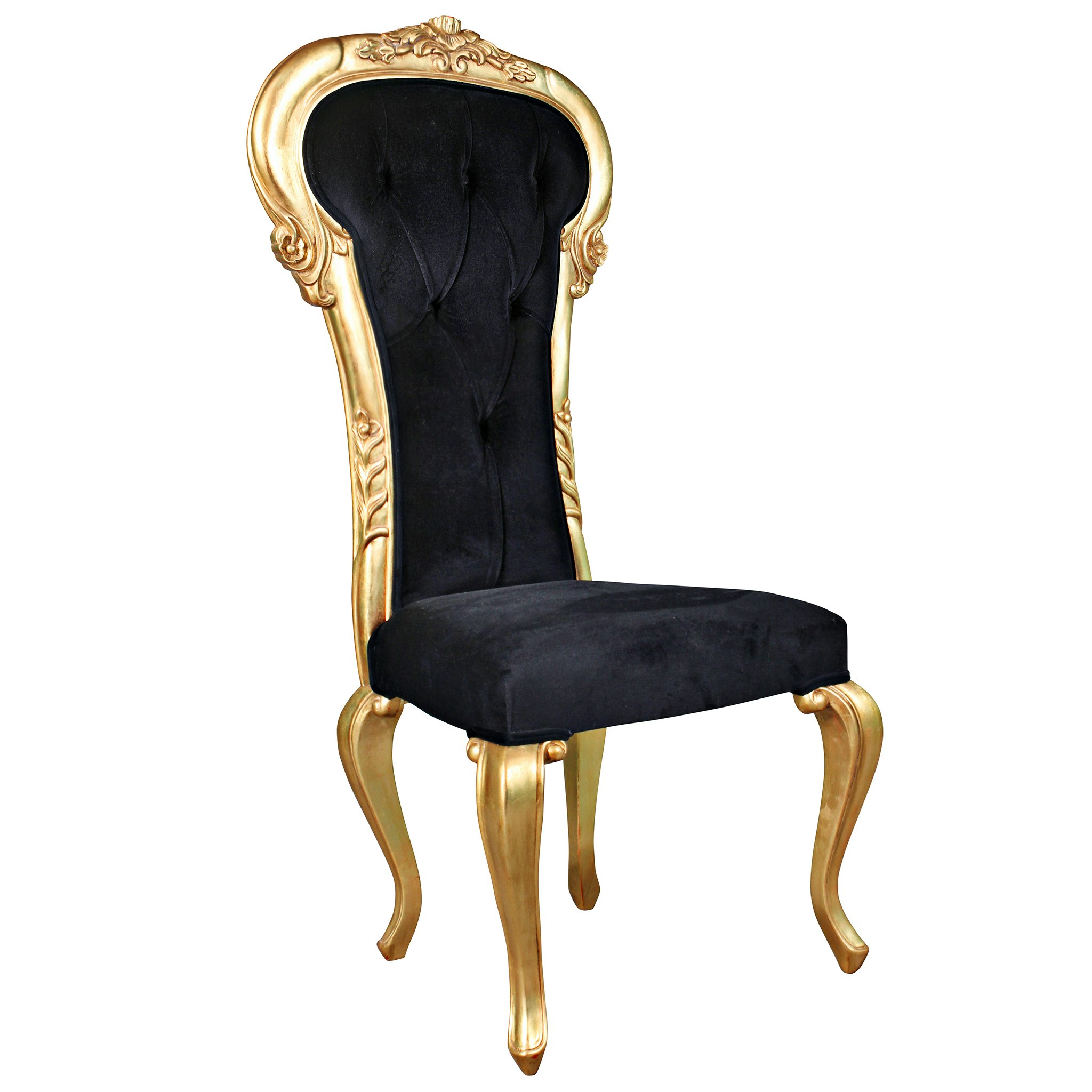 Toscano - Delacroix Gilded Side Chair in Ebony, Velvet/Mahogany