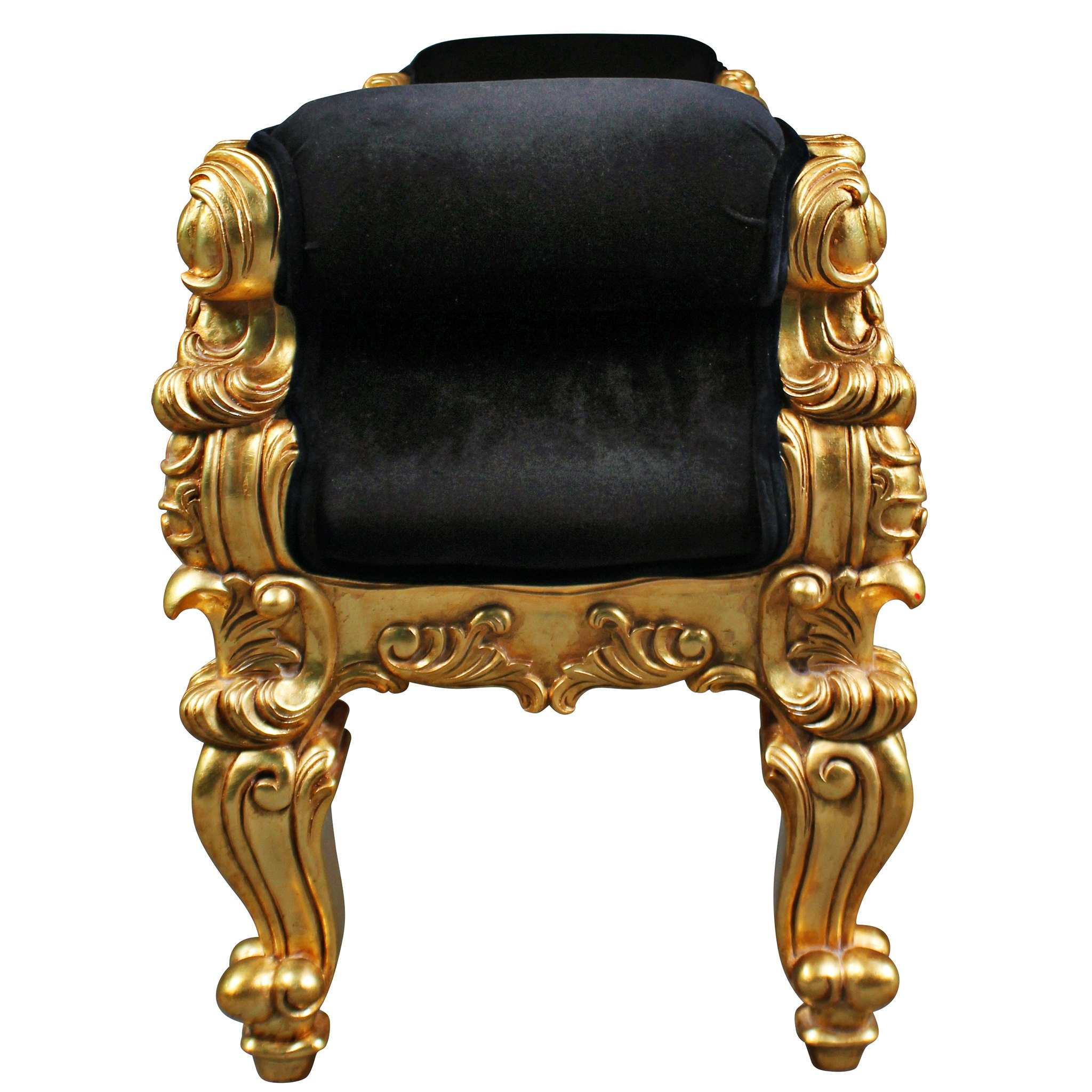 Toscano - The Arrondissement Tufted Double Rolled Arm Bench in Black/Gold, Velvet/Mahogany