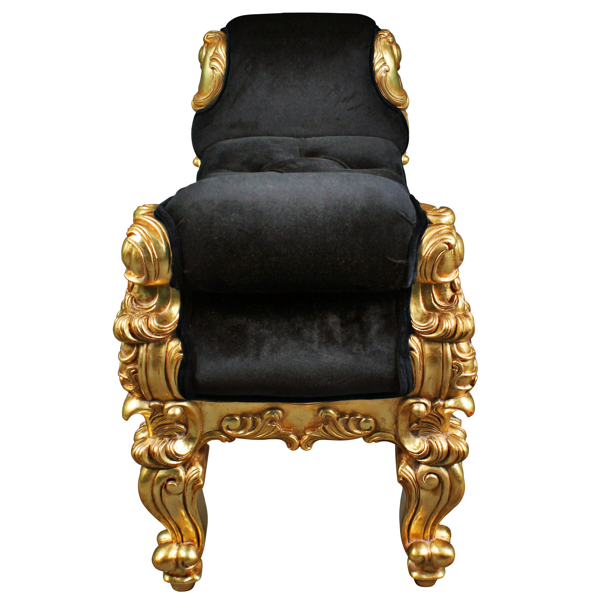 Toscano - The Arrondissement Tufted Double Rolled Arm Bench in Black/Gold, Velvet/Mahogany