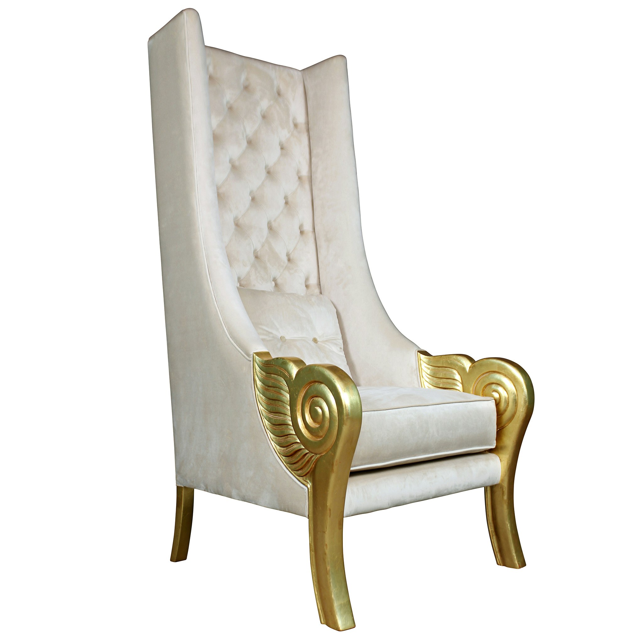 Toscano - Eros Winged Contemporary Throne Chair in Ivory, Velvet