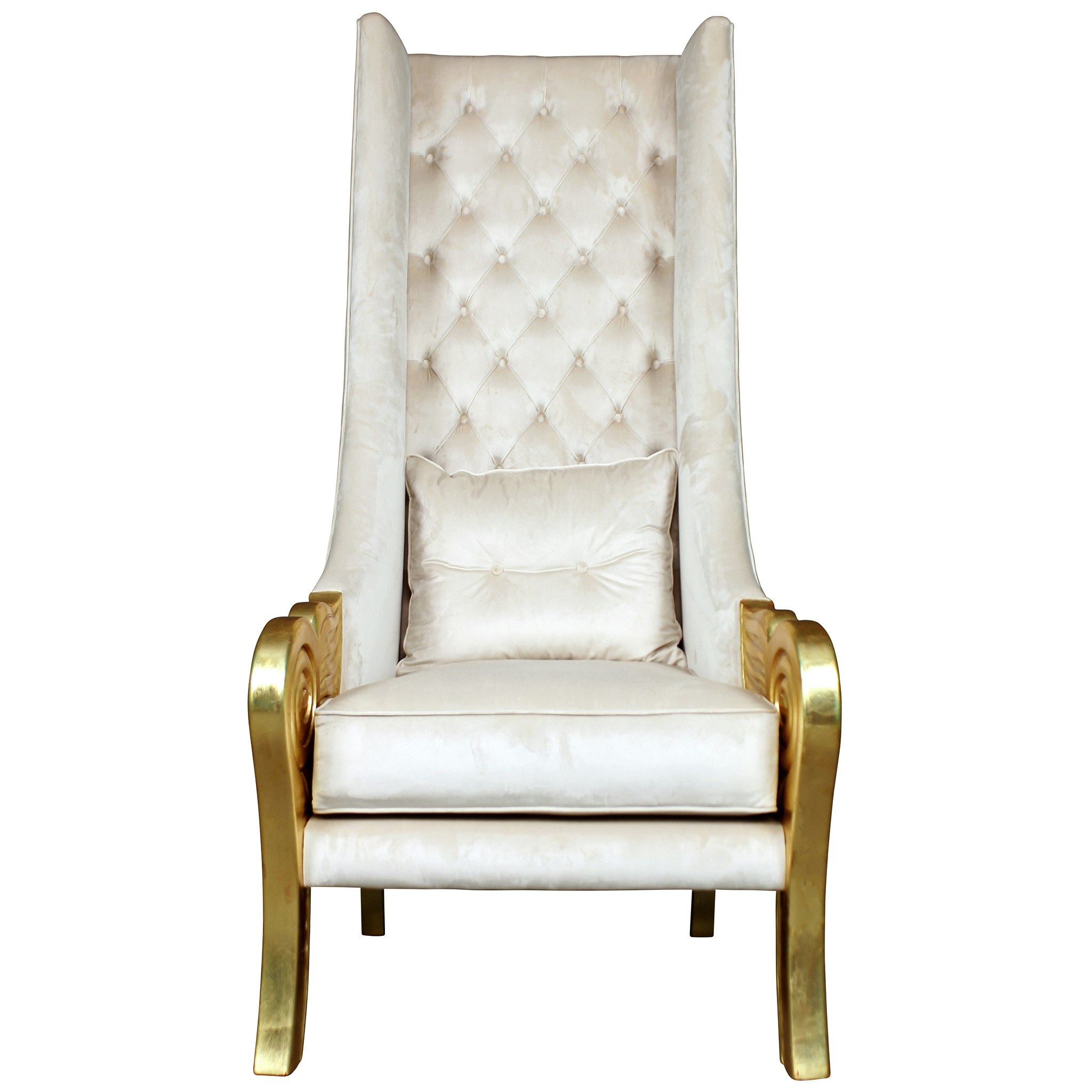 Toscano - Eros Winged Contemporary Throne Chair in Ivory, Velvet