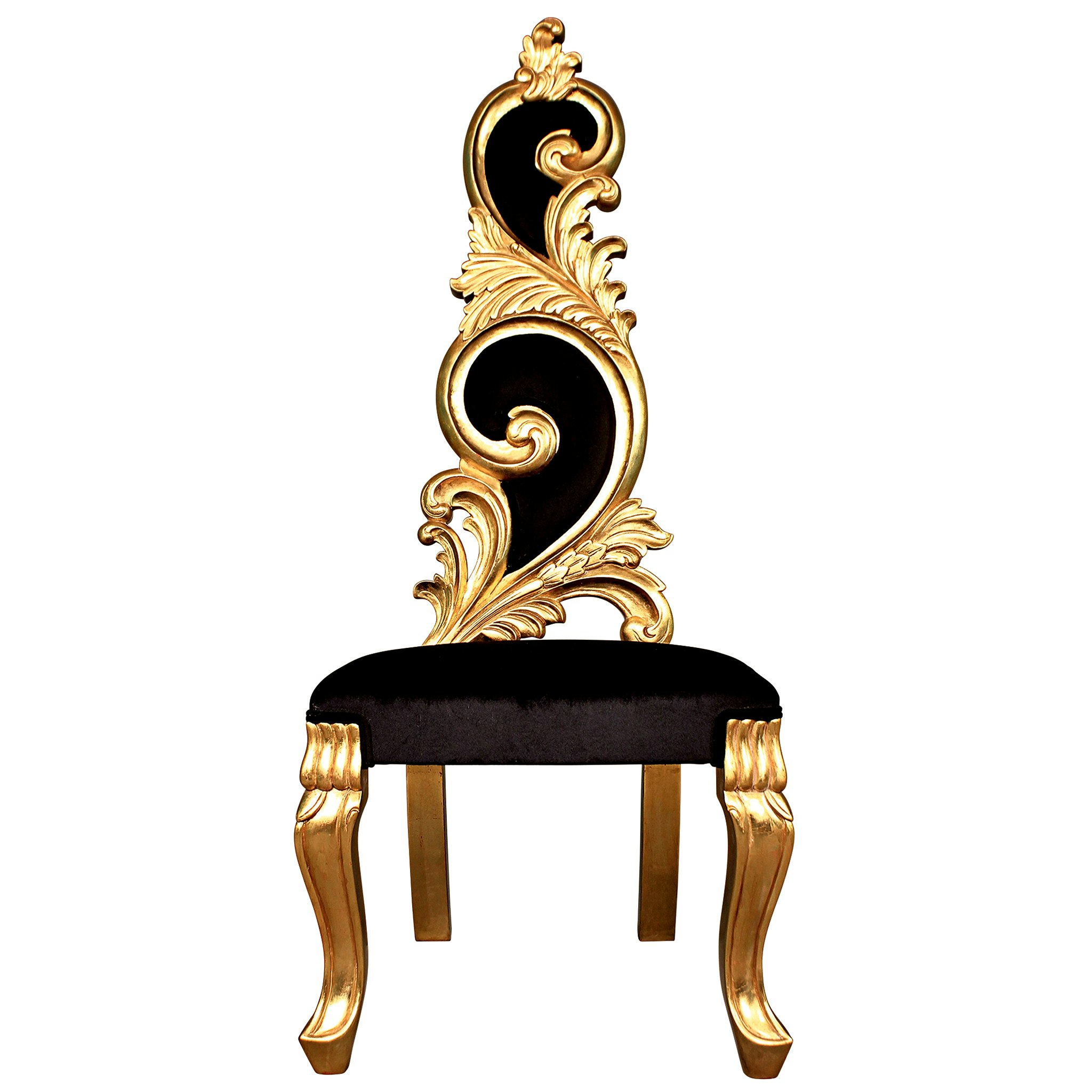 Toscano - Baroque Marie Lisette Chair in Black/Gold, Velvet/Mahogany