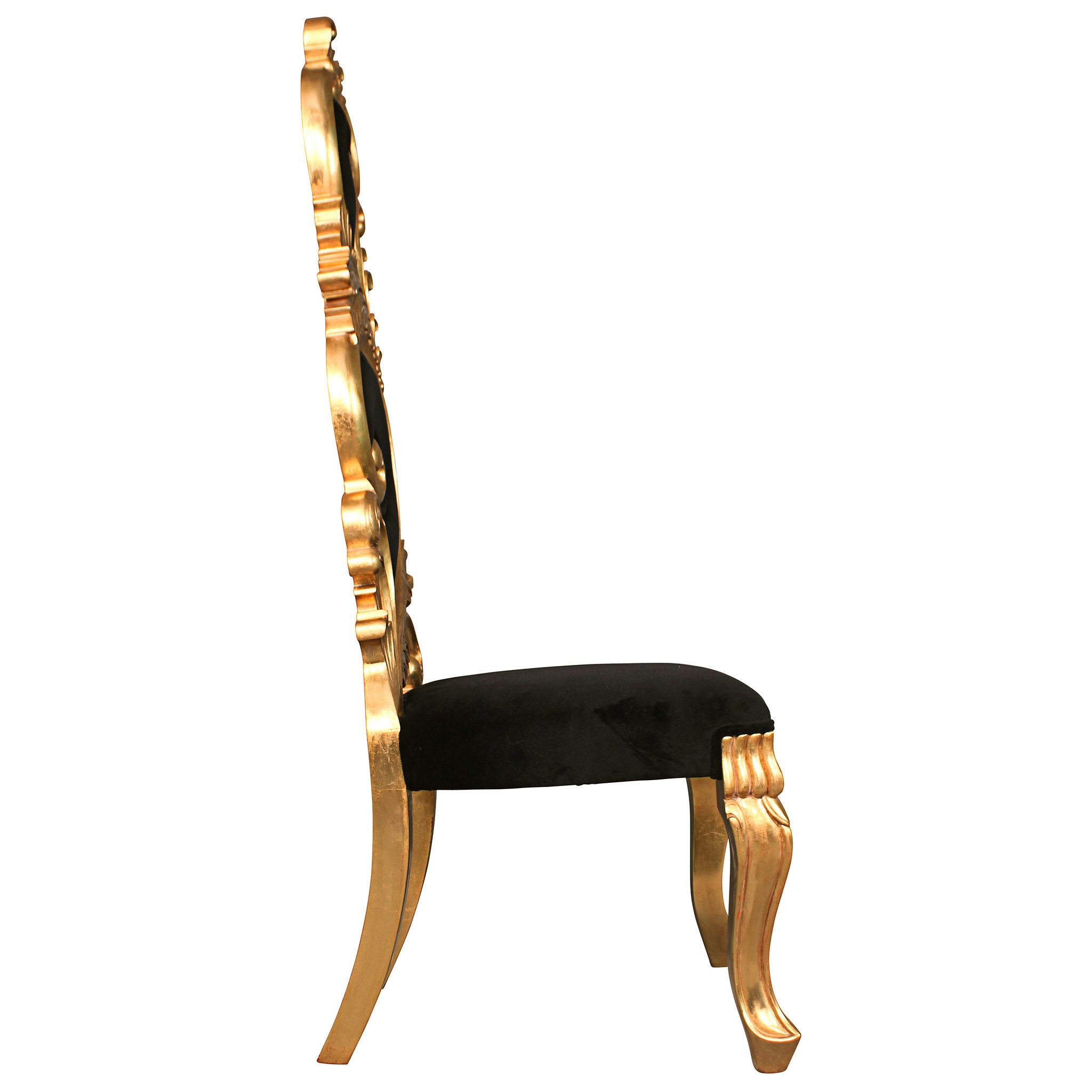 Toscano - Baroque Marie Lisette Chair in Black/Gold, Velvet/Mahogany