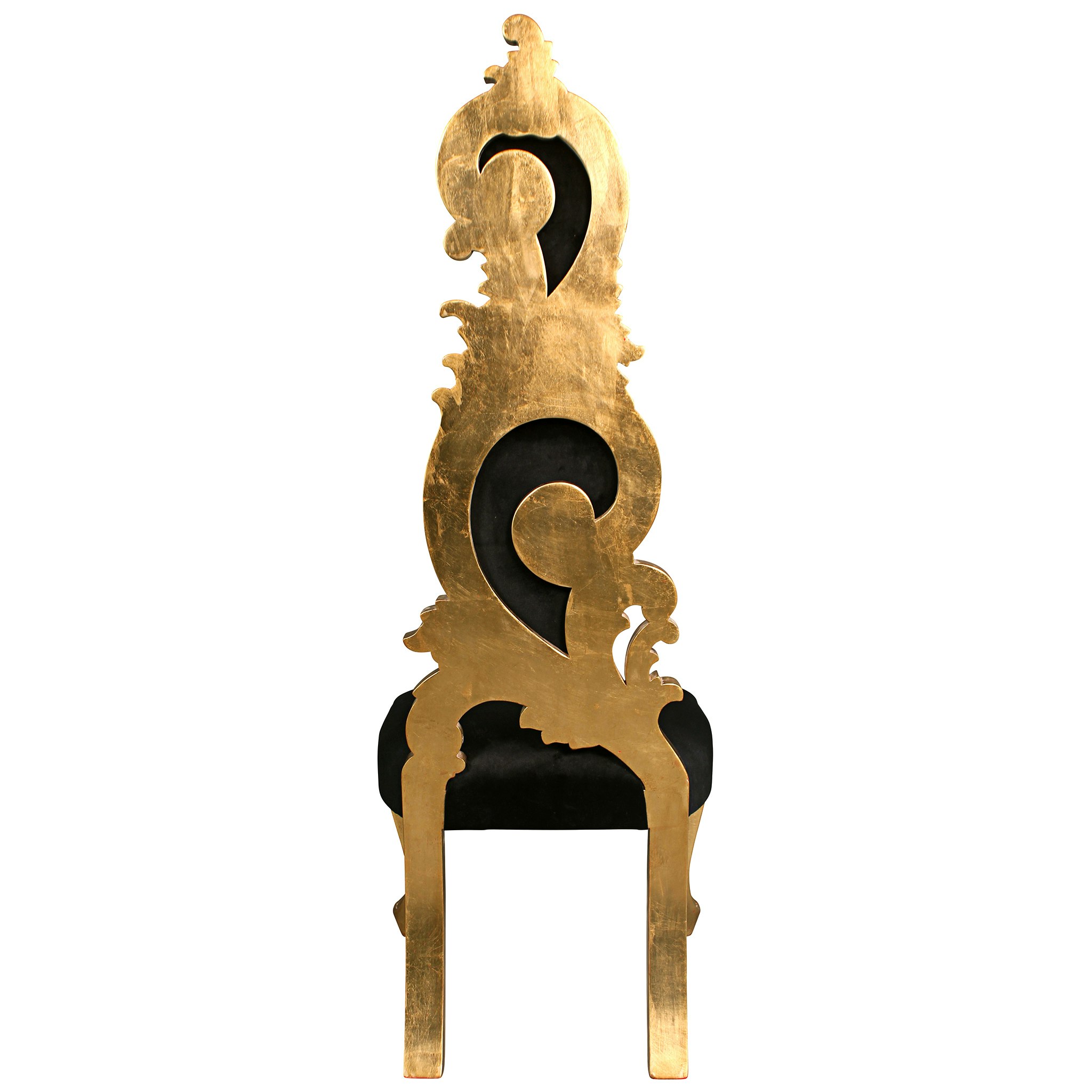 Toscano - Baroque Marie Lisette Chair in Black/Gold, Velvet/Mahogany