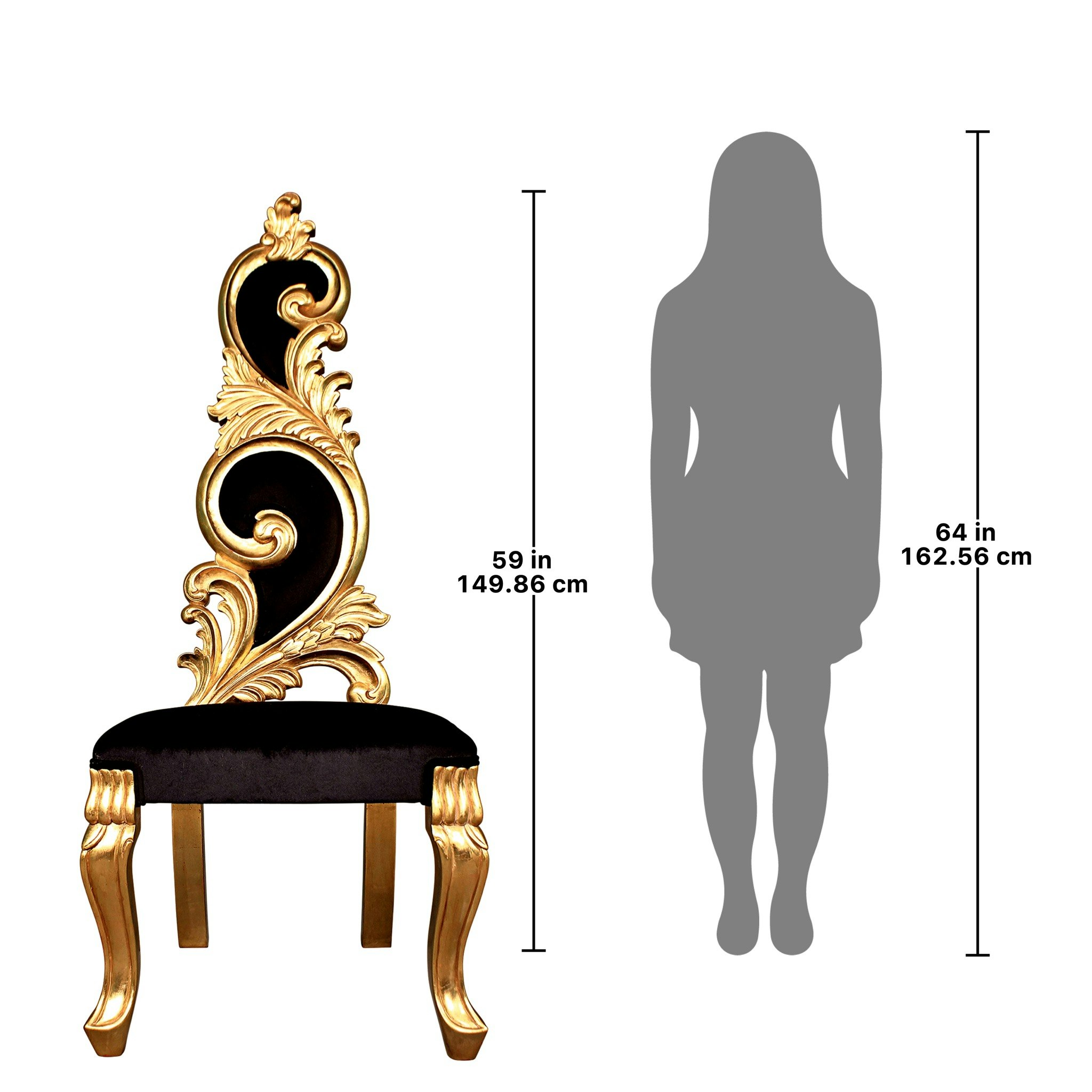 Toscano - Baroque Marie Lisette Chair in Black/Gold, Velvet/Mahogany