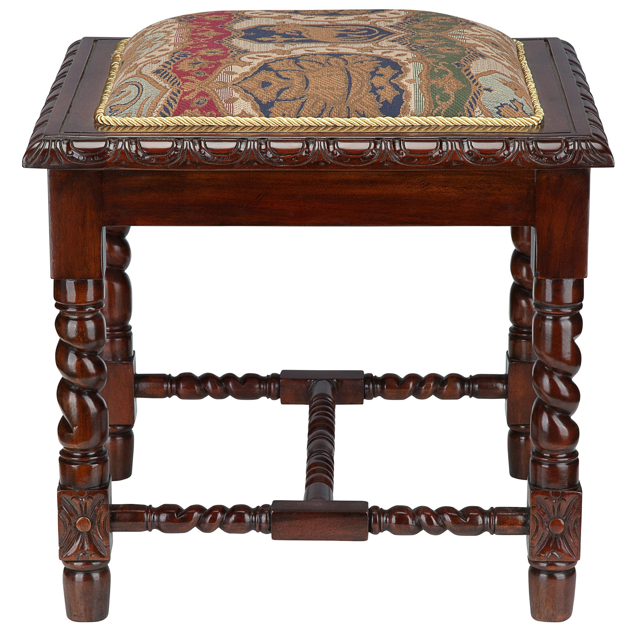 Toscano - Charles II Gothic Stool in Walnut, Mahogany