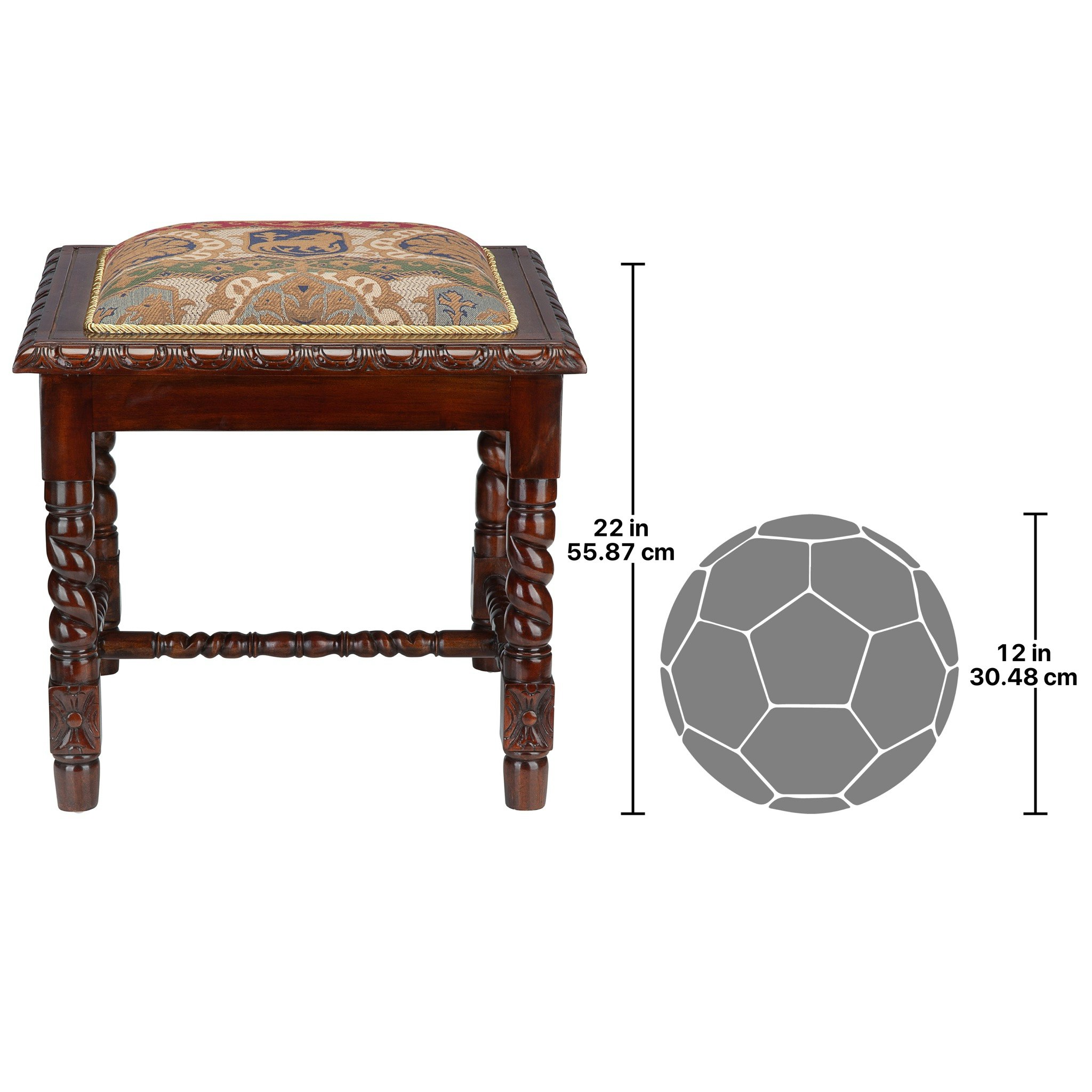 Toscano - Charles II Gothic Stool in Walnut, Mahogany