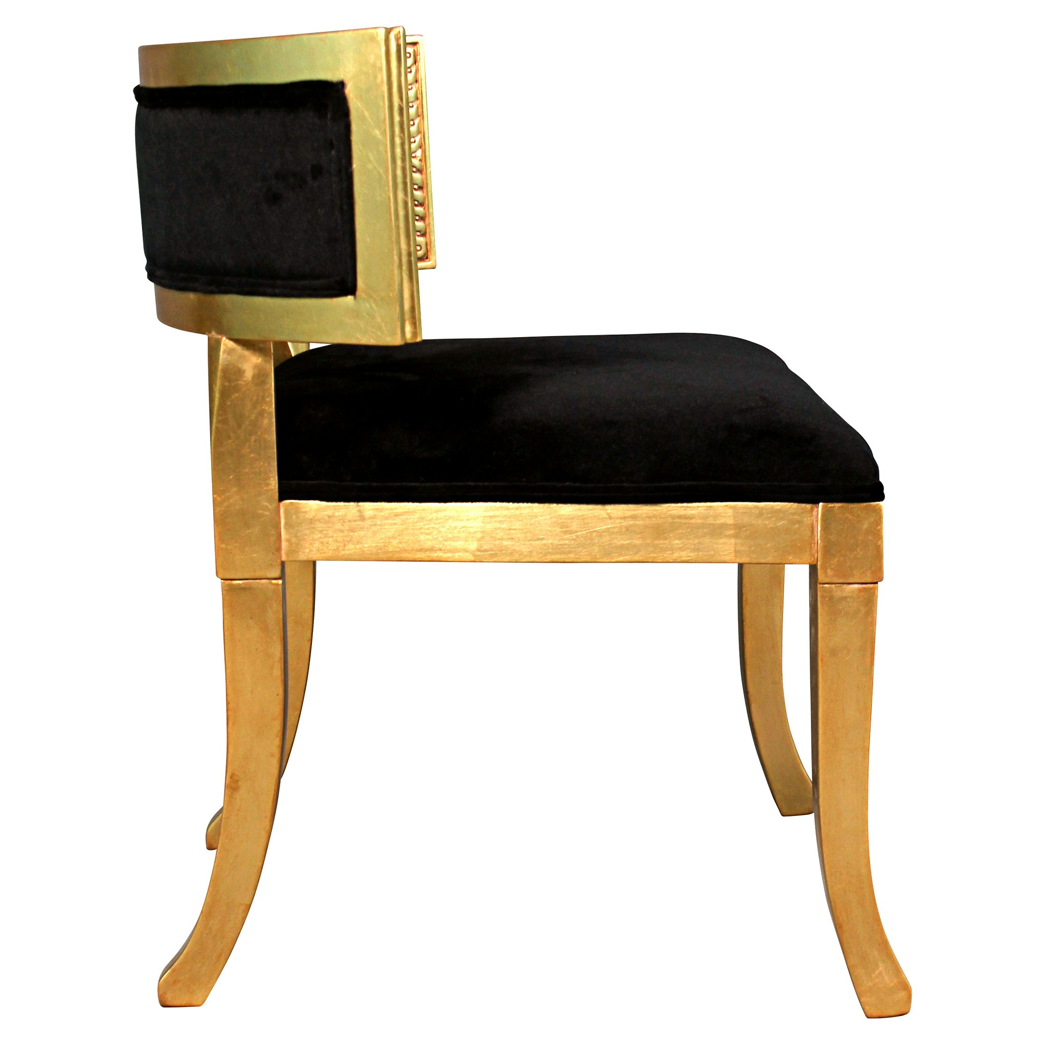 Toscano - The Klismos Lounger Chair in Ebony/Gold, Velvet/Mahogany