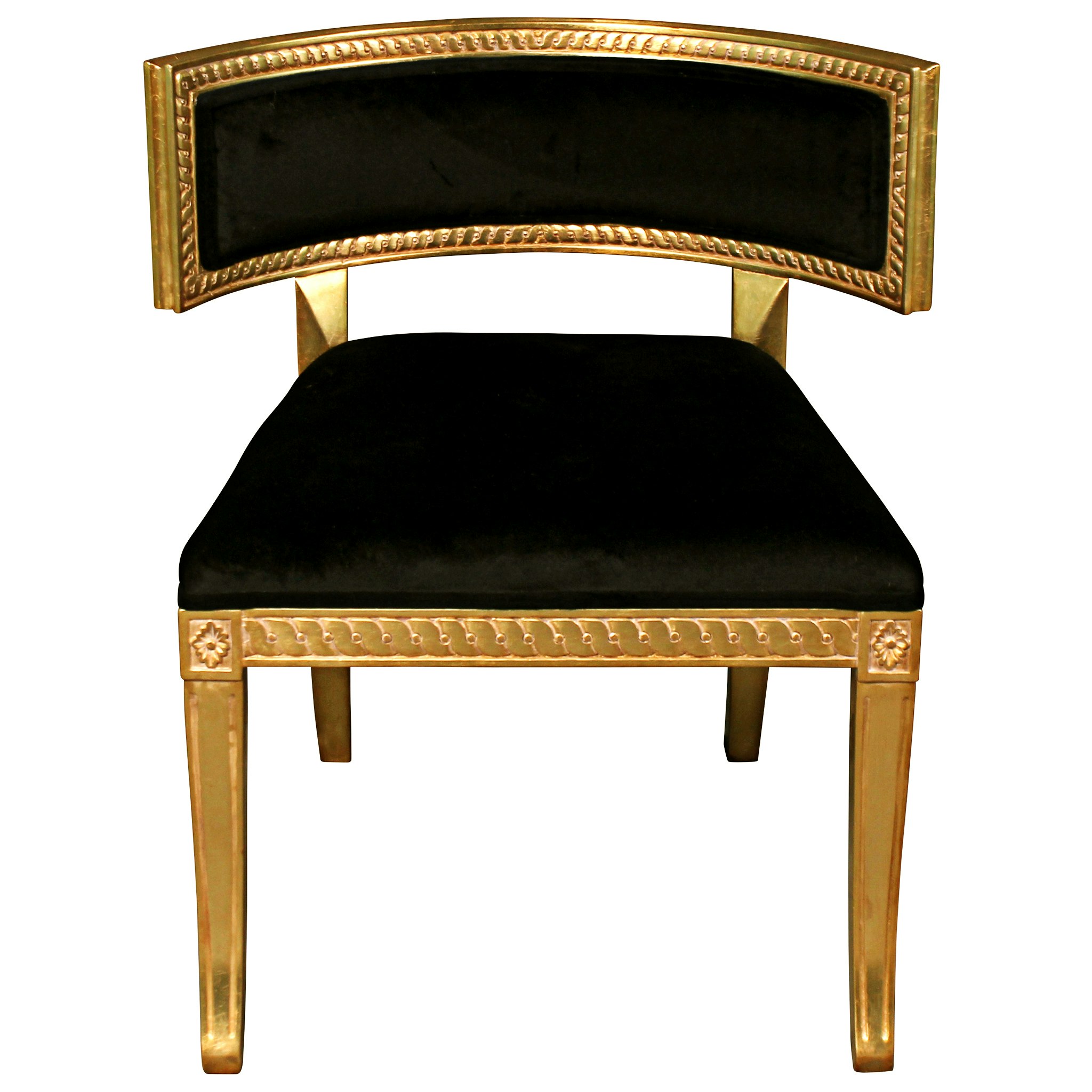 Toscano - The Klismos Lounger Chair in Ebony/Gold, Velvet/Mahogany