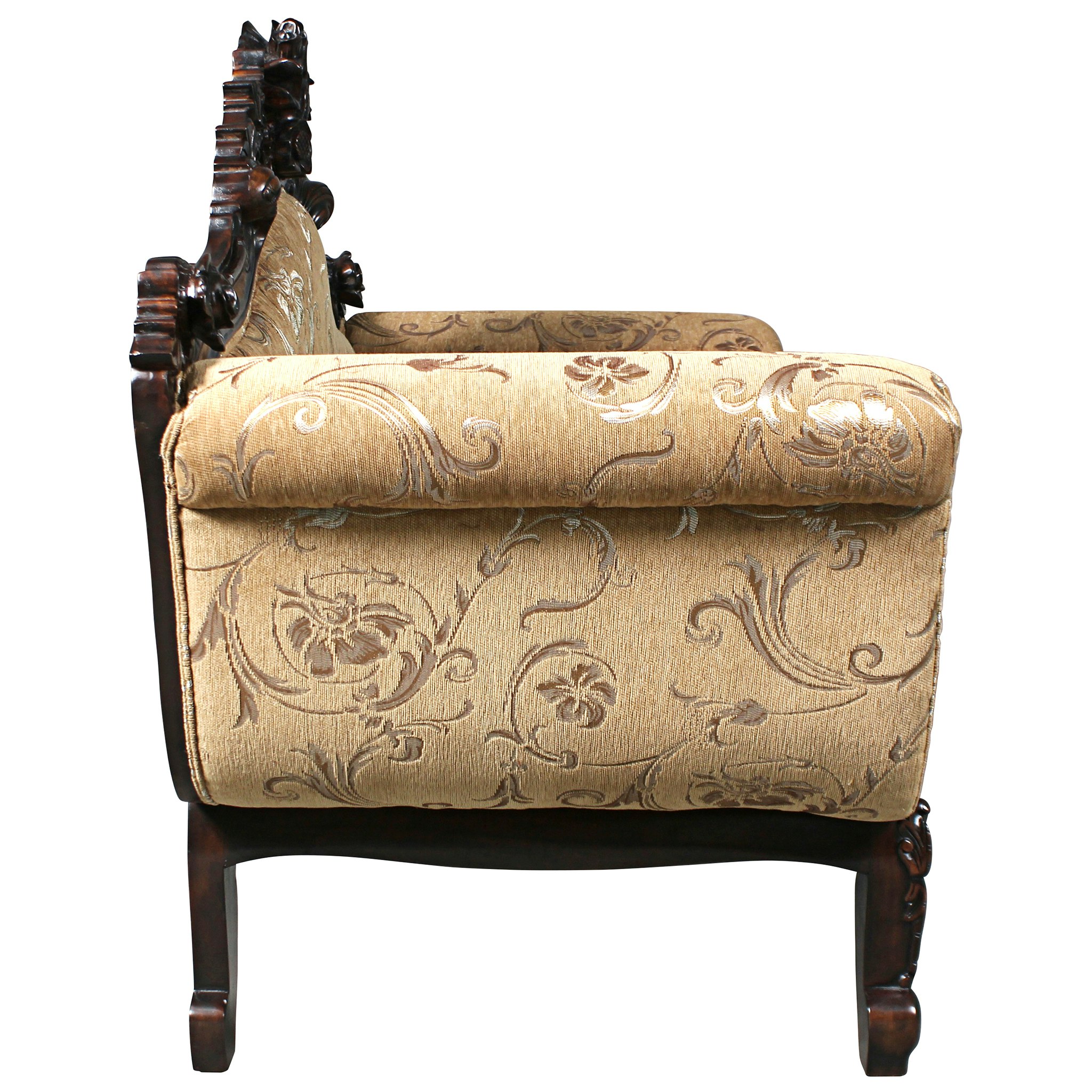 Toscano - Beauchamp Victorian Parlor Settee in Beige, Fabric/Mahogany