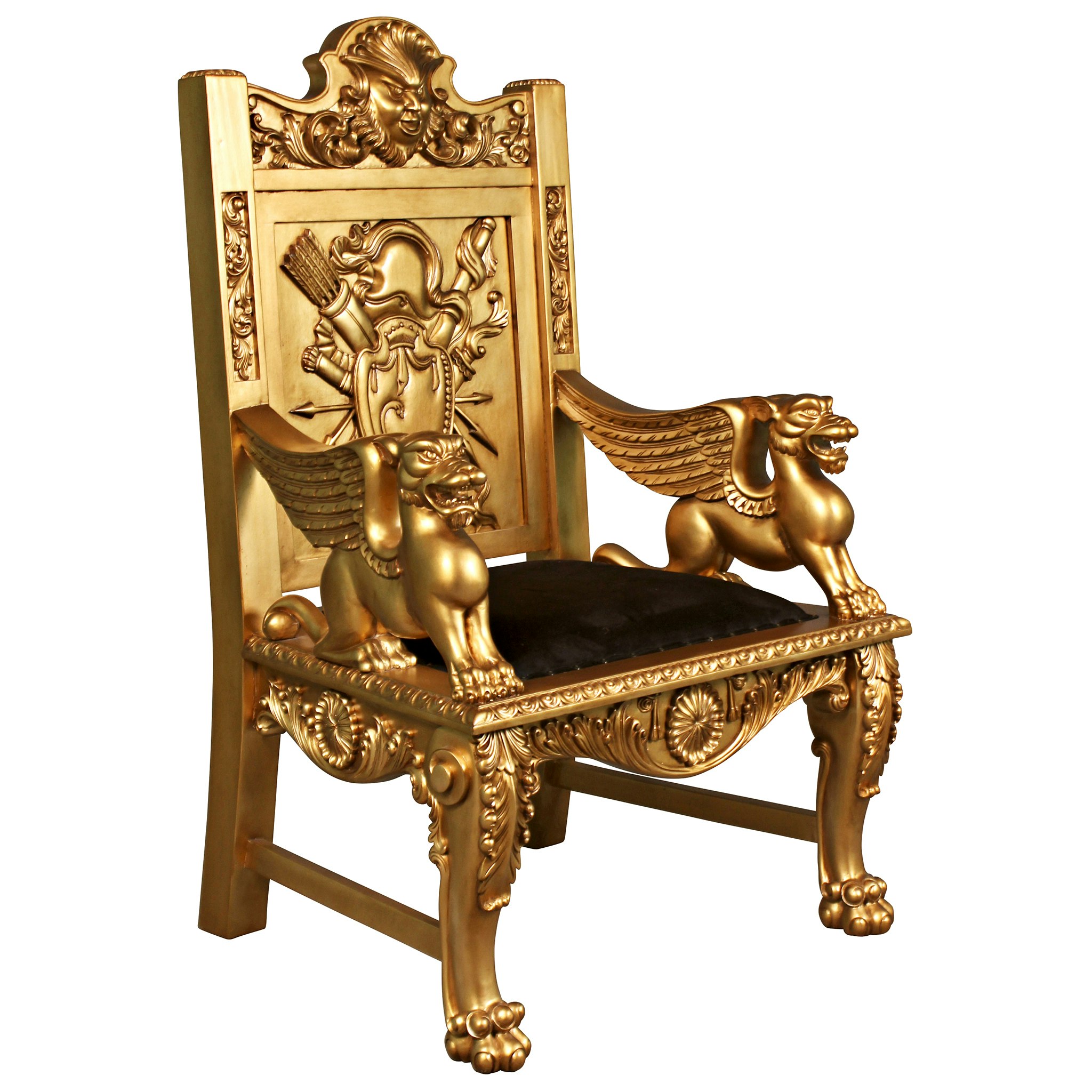 Toscano - Alfred the Great Throne Chair in Gold, Mahogany