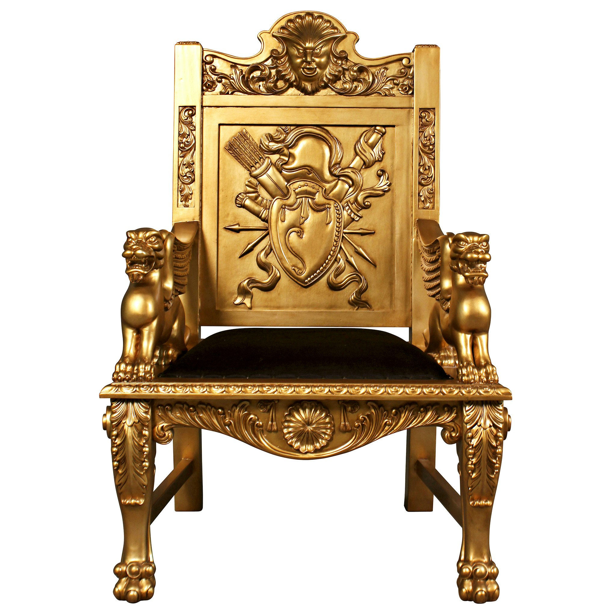 Toscano - Alfred the Great Throne Chair in Gold, Mahogany