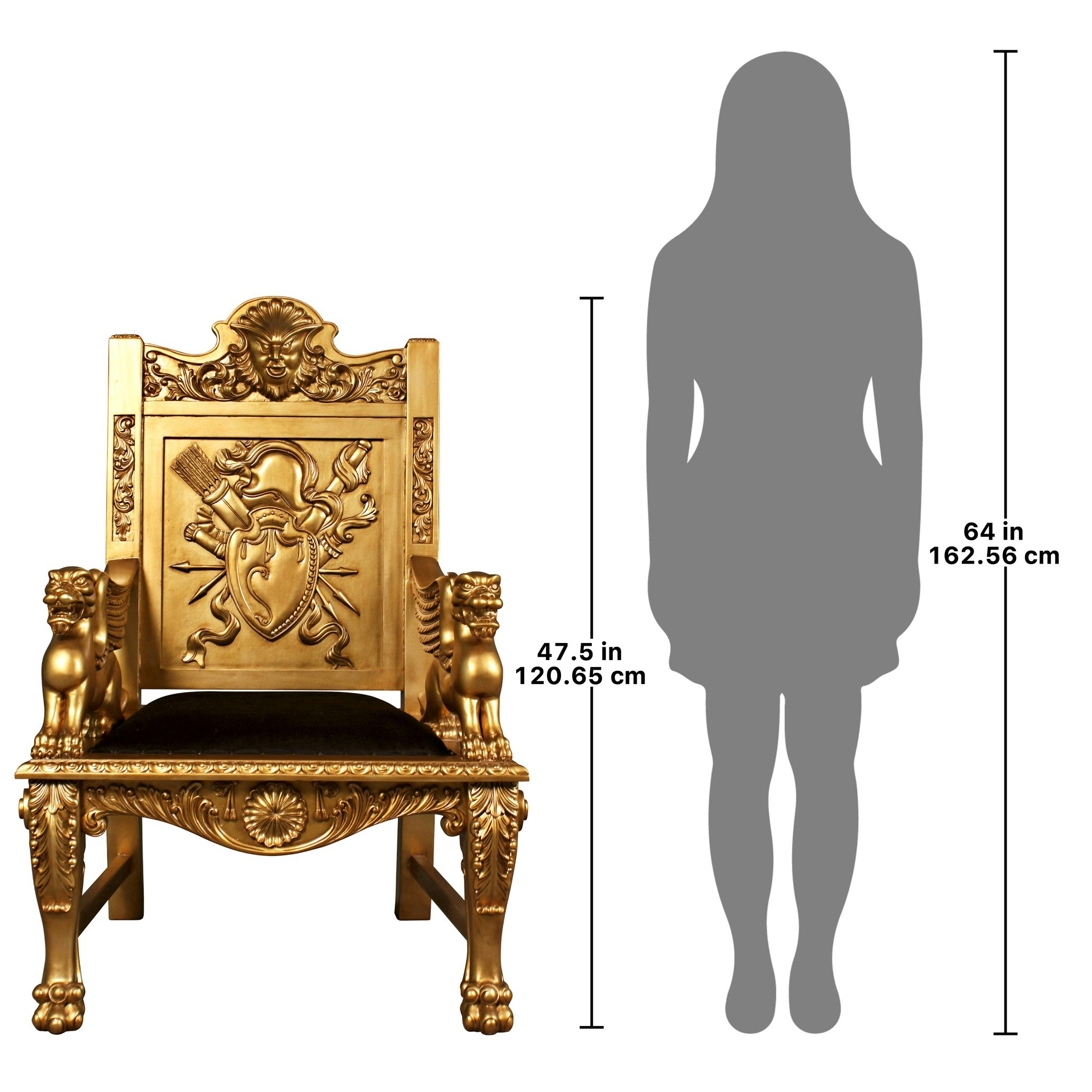 Toscano - Alfred the Great Throne Chair in Gold, Mahogany