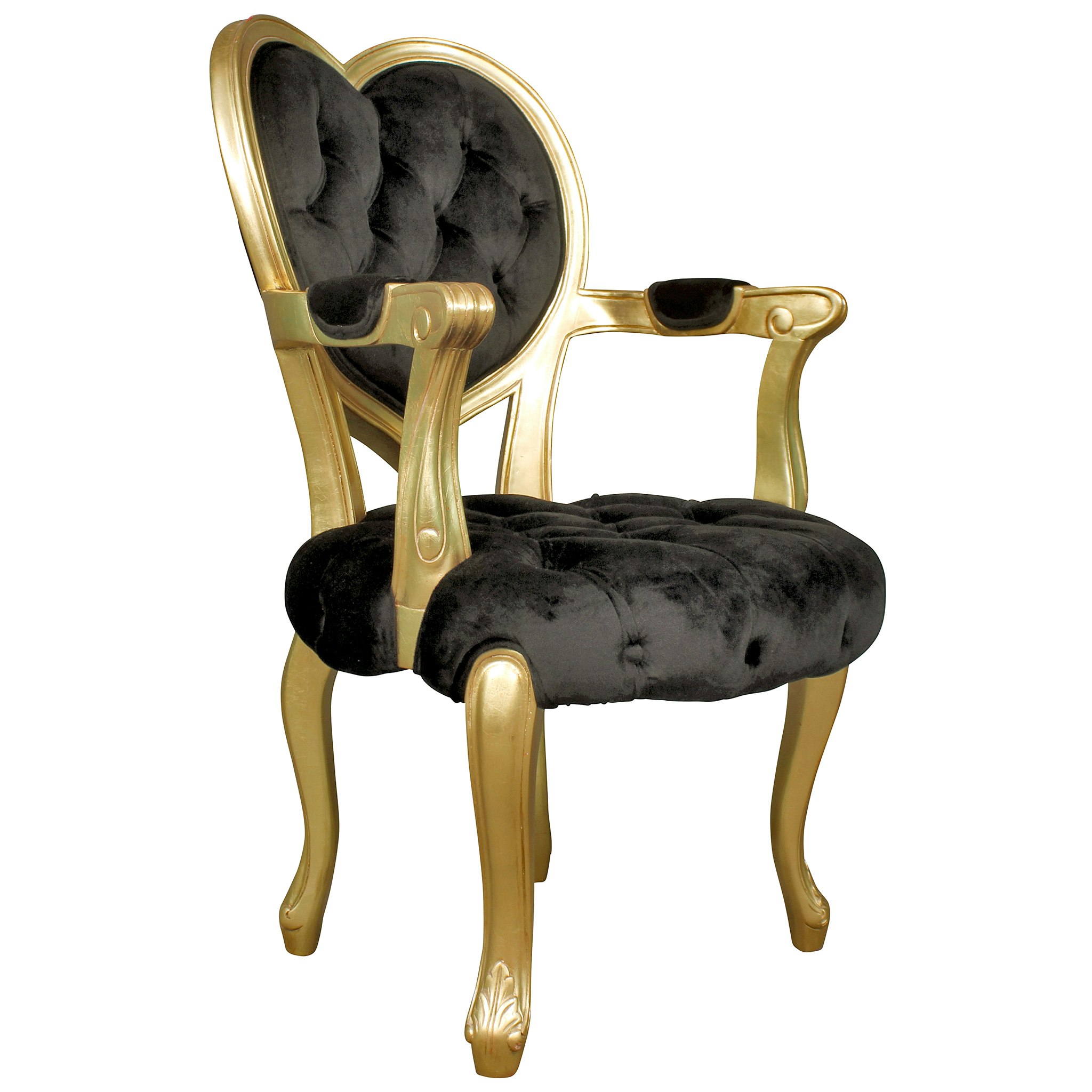 Toscano™ Sweetheart Victorian-Style Armchair - Gold/Black, Mahogany/Velvet