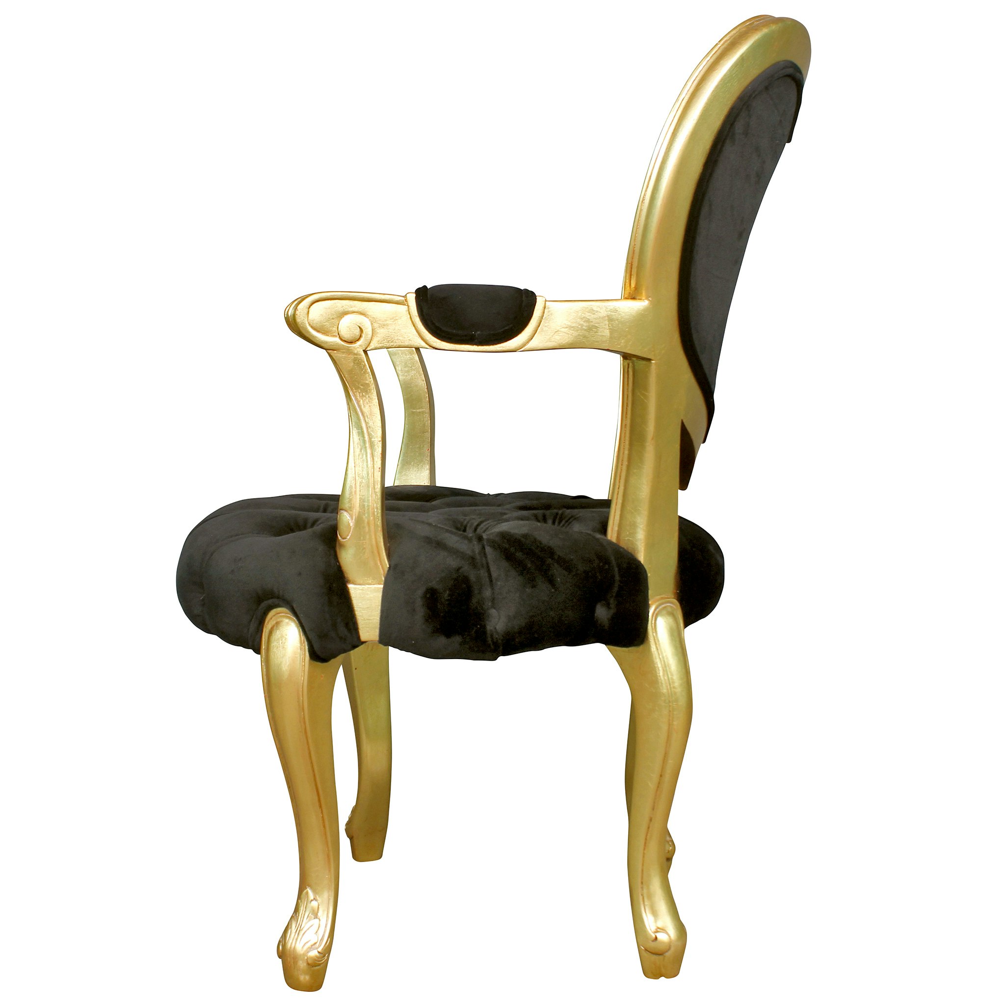 Toscano™ Sweetheart Victorian-Style Armchair - Gold/Black, Mahogany/Velvet