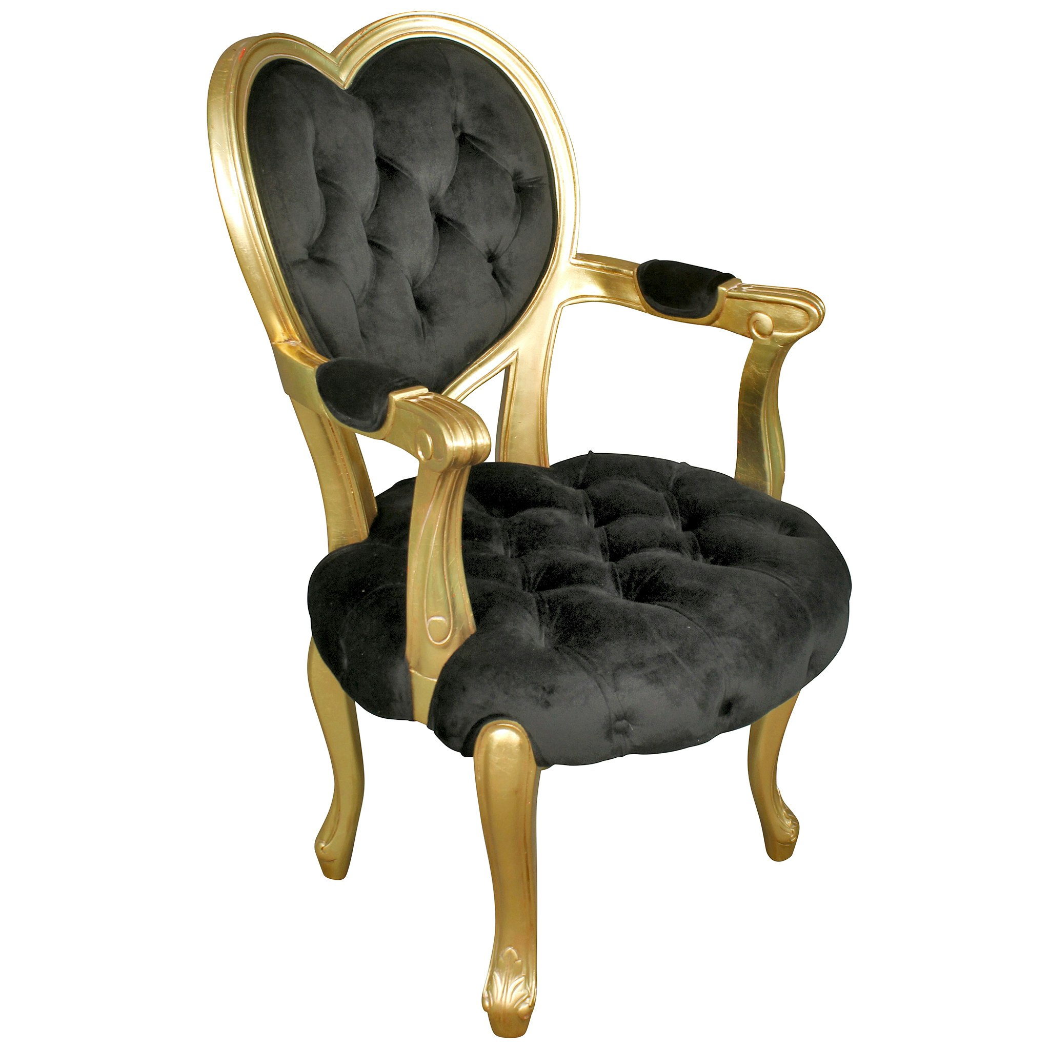 Toscano™ Sweetheart Victorian-Style Armchair - Gold/Black, Mahogany/Velvet