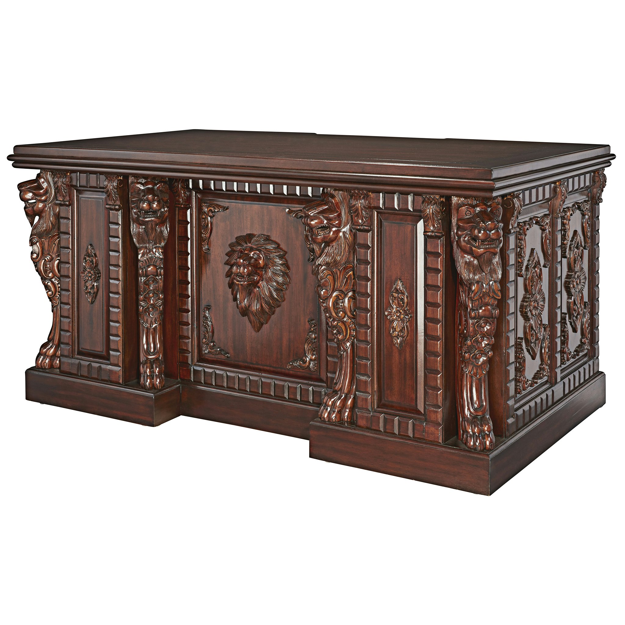 Toscano - Lord Raffles Lion Executive Desk in Walnut, Mahogany