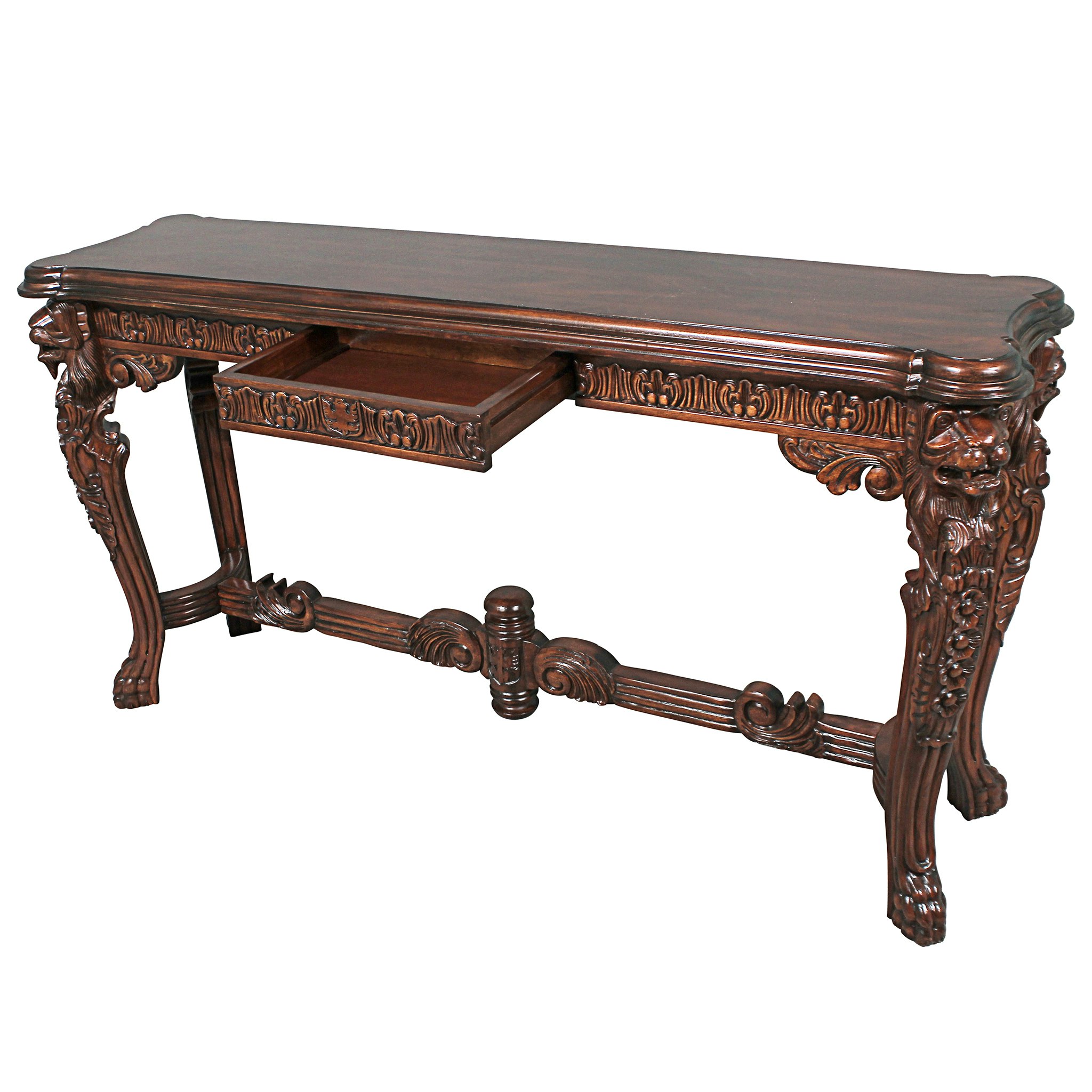 Toscano - Lord Raffles Grand Hall Lion Leg Console in Walnut, Mahogany