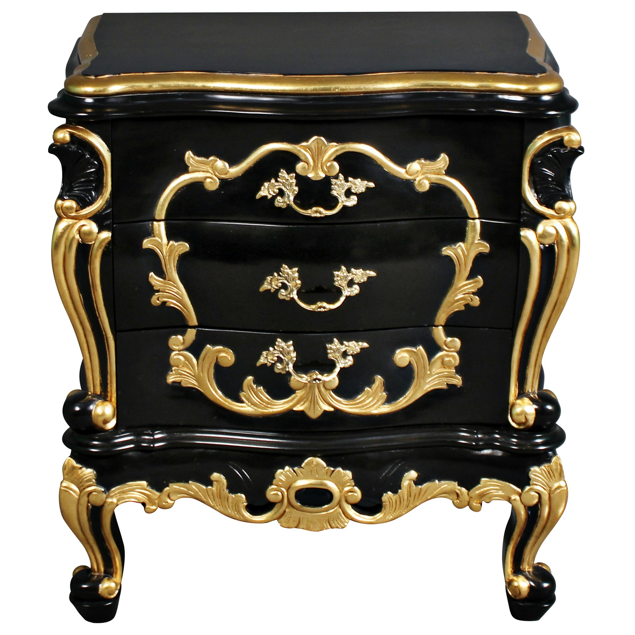 Toscano - Viennese Rococo Nightstand Side Table in  Mahogany