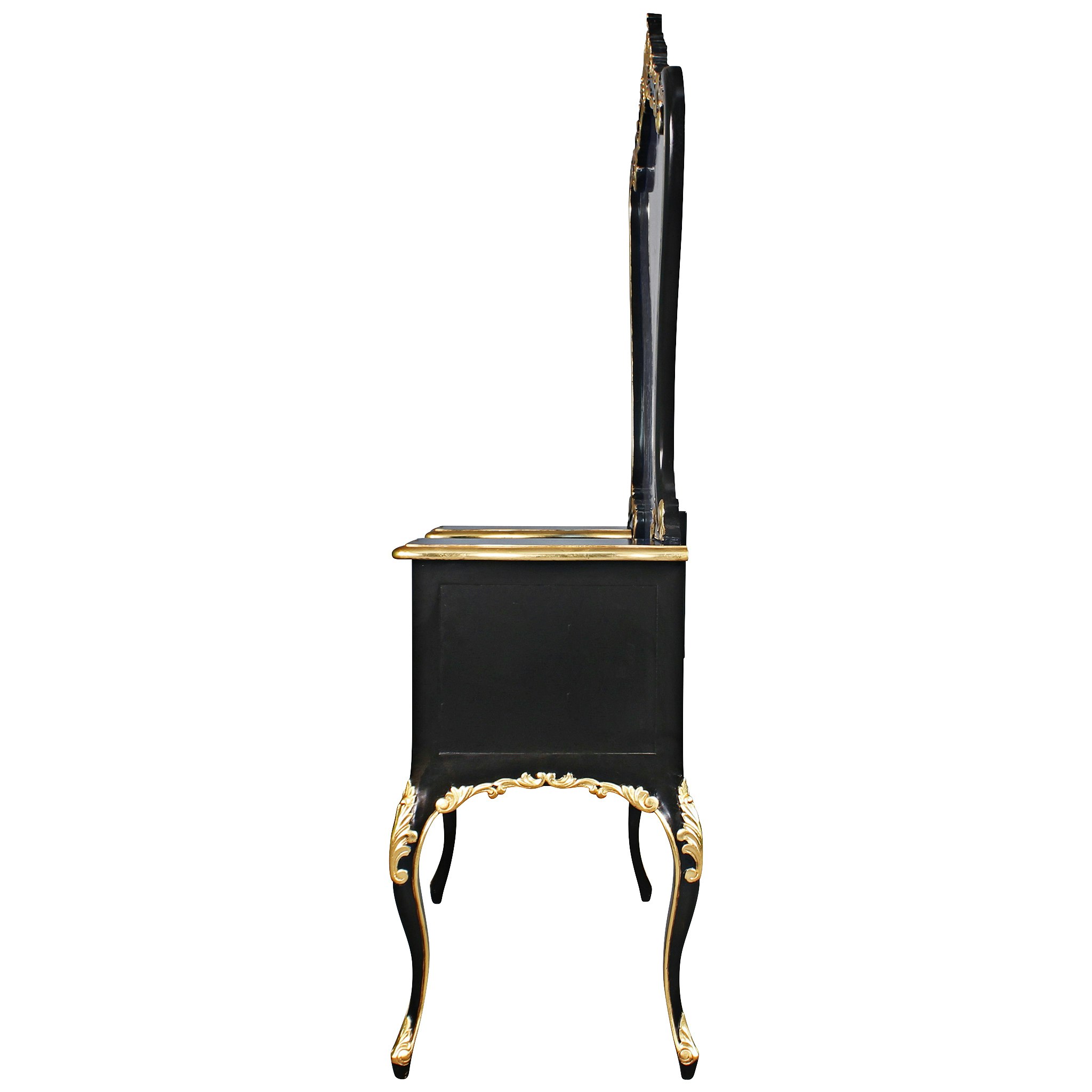 Toscano - Isabella Waterfall Vanity Dressing Table with Mirror in Black/Gold